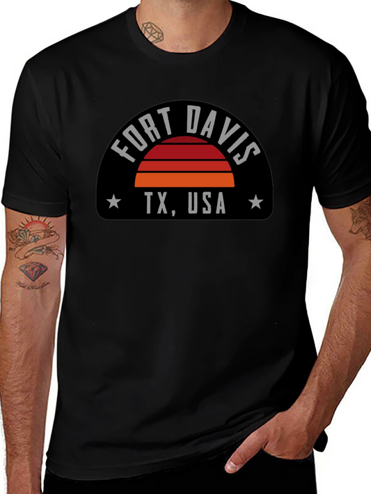 Fort Davis TX USA T-Shirt - Retro Sunset Graphic Tee