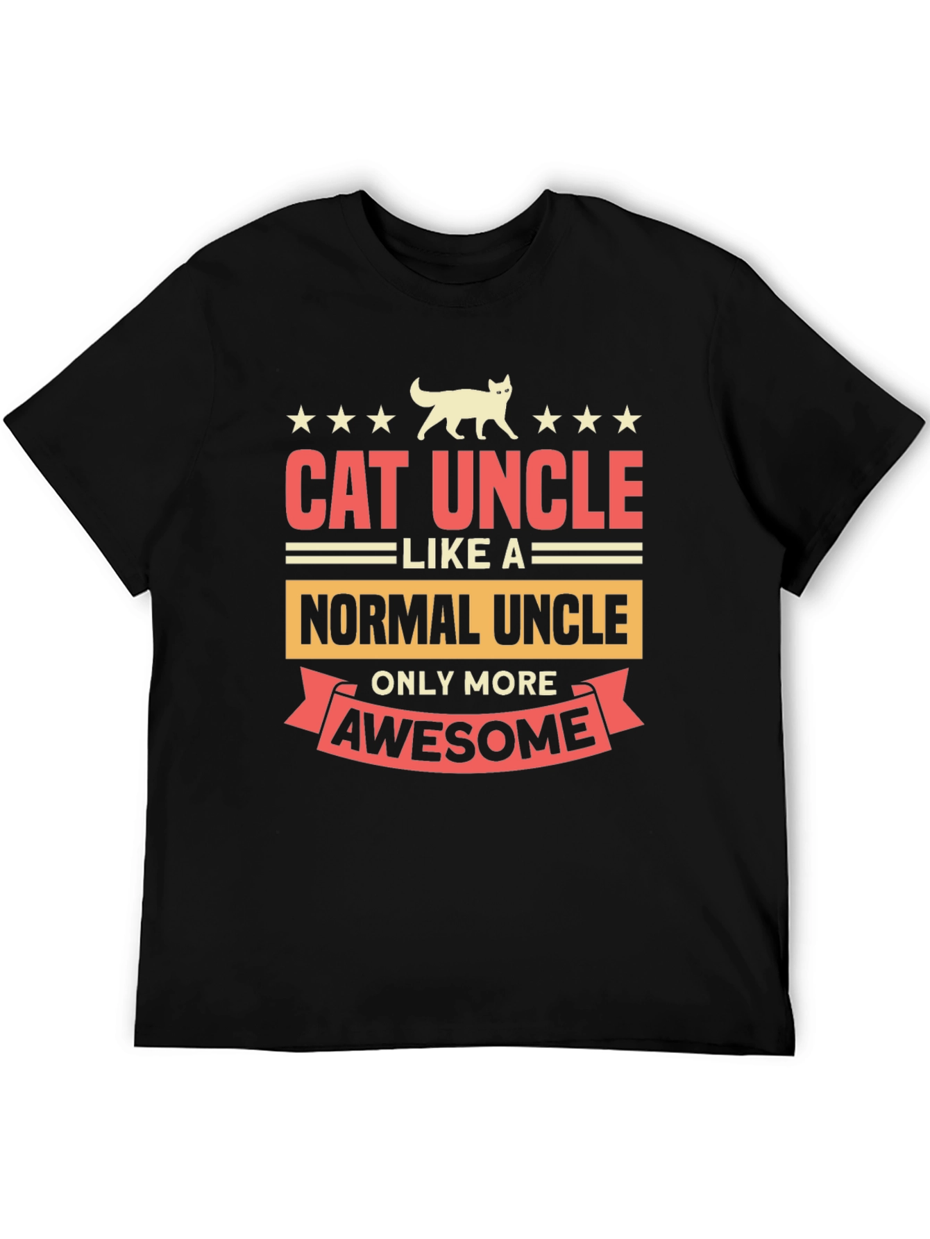 Cat Uncle Awesome Graphic Tee - Black