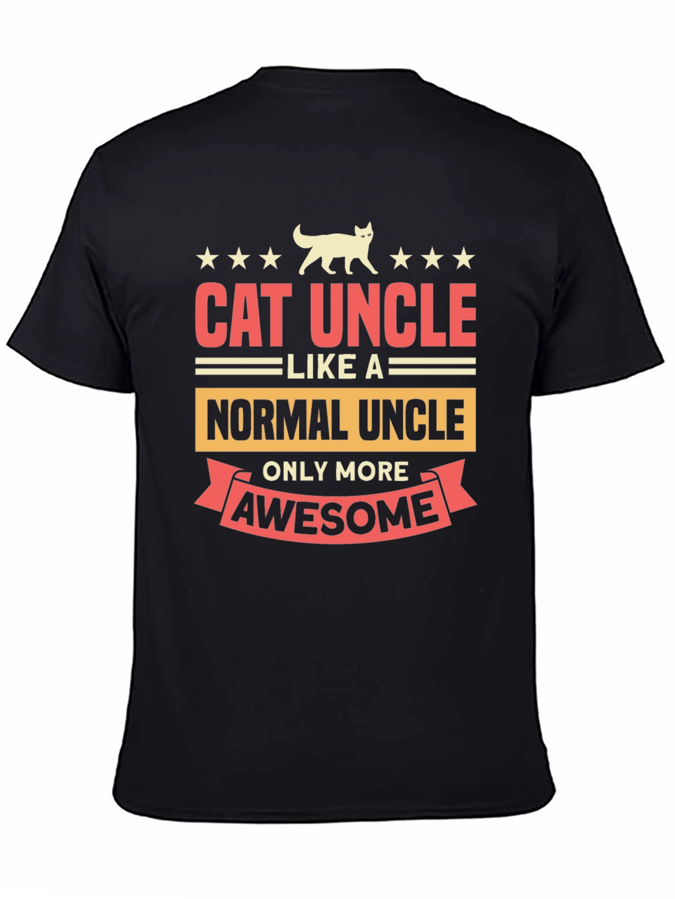 Cat Uncle Awesome Graphic Tee - Black