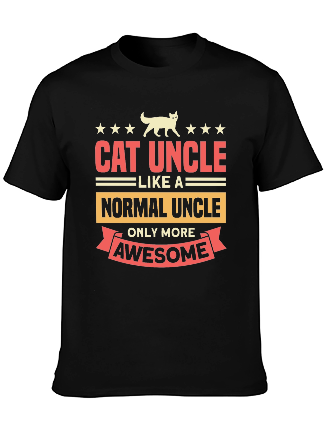 Cat Uncle Awesome Graphic Tee - Black