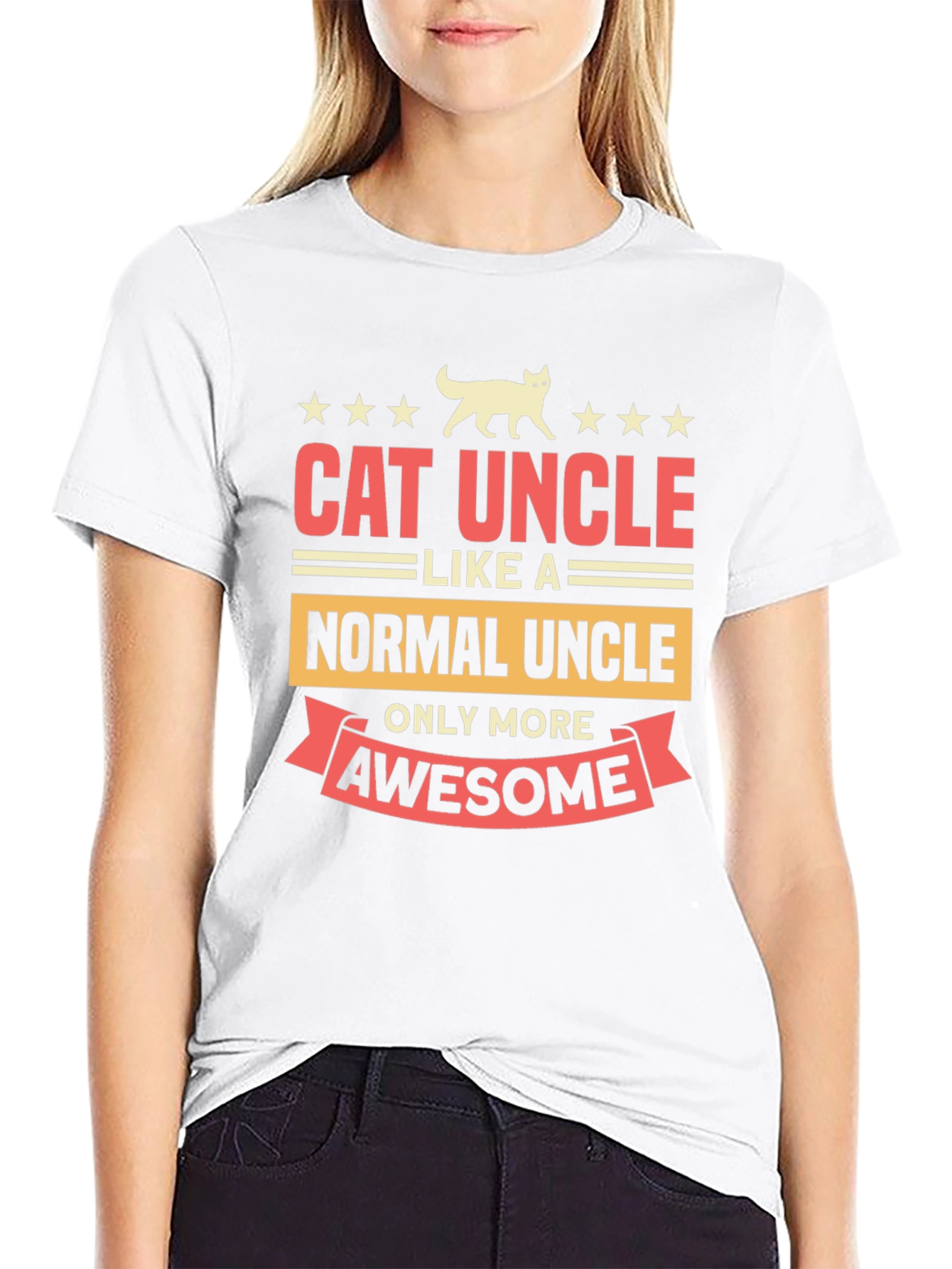 Cat Uncle Awesome Graphic Tee - Black
