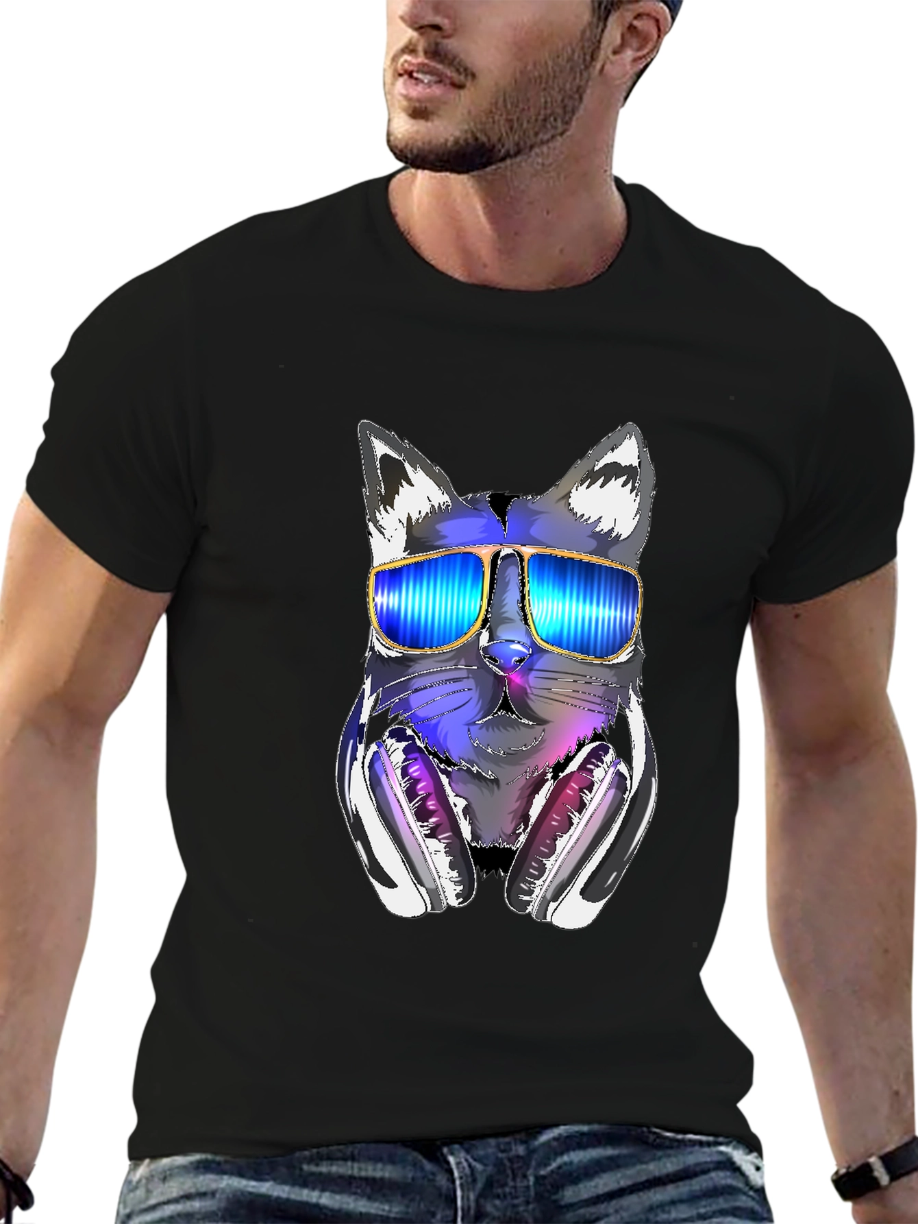 Cool Cat DJ T-Shirt - Funky Graphic Tee