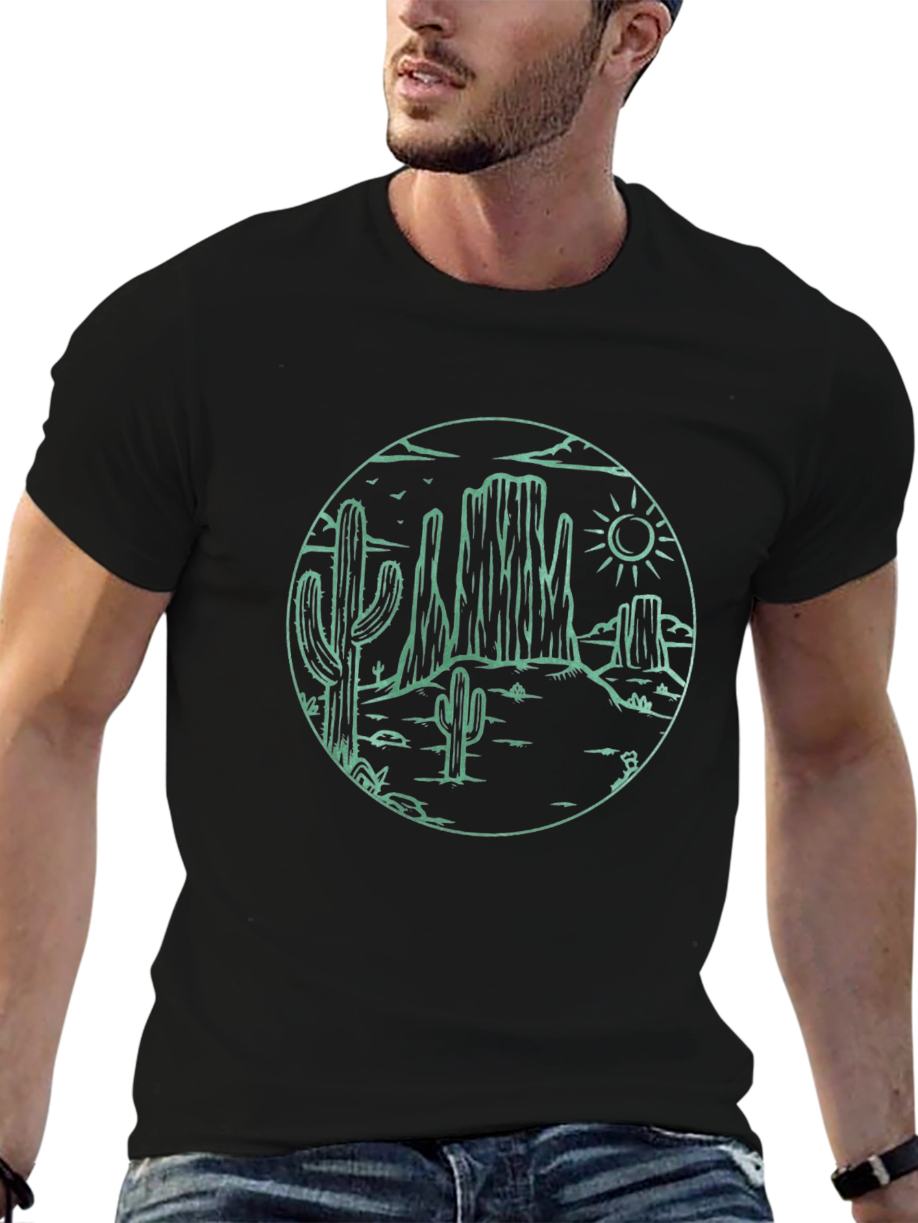 Desert Scene Graphic Tee - Black