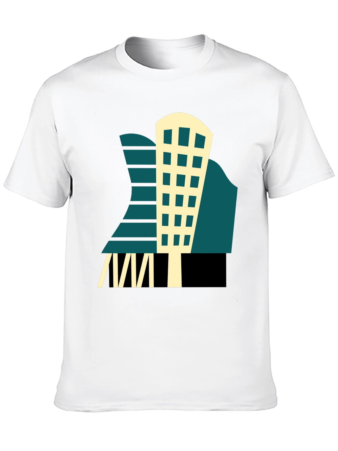 Geometric Building T-Shirt - Modern Graphic Tee