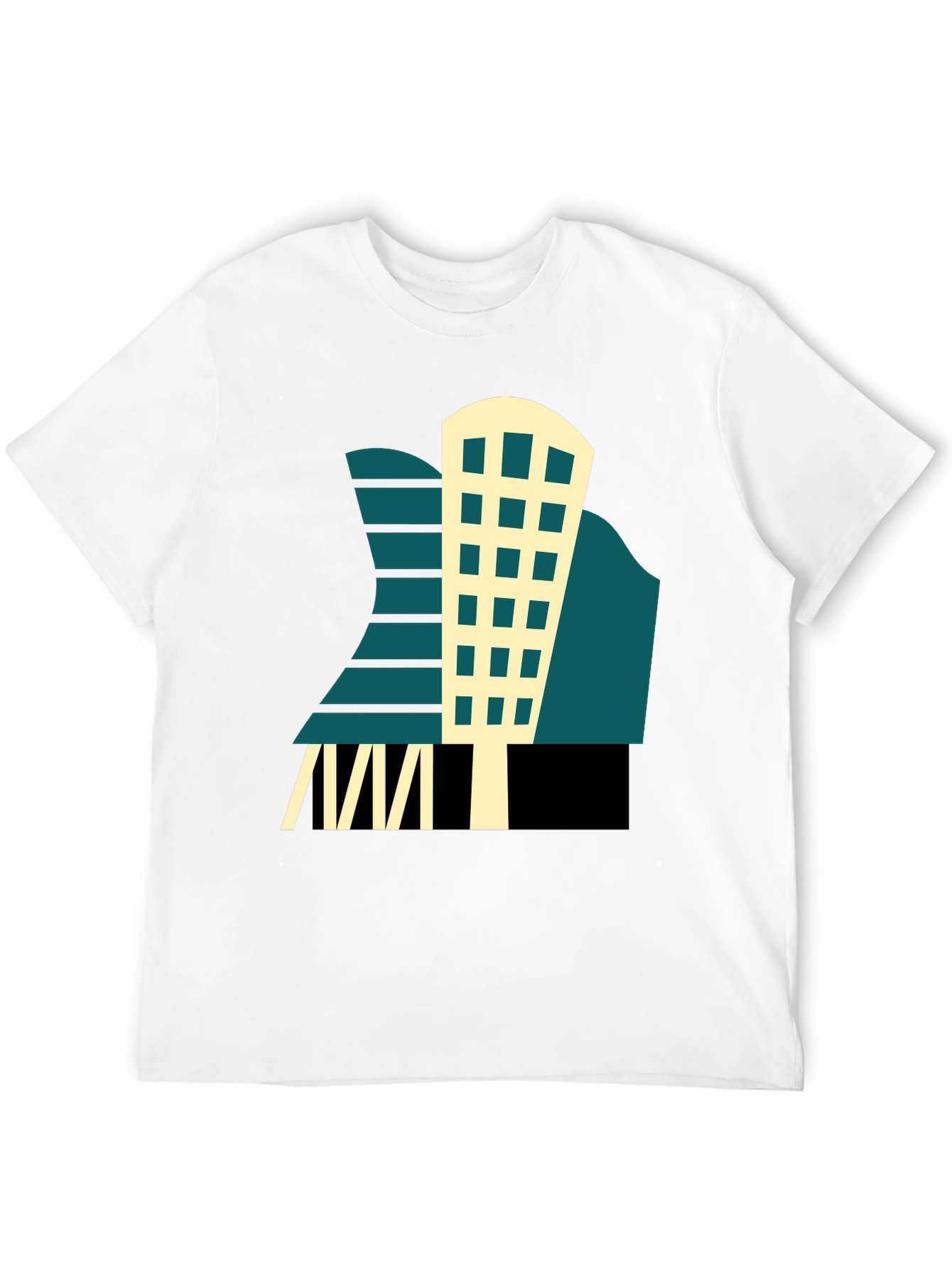 Geometric Building T-Shirt - Modern Graphic Tee