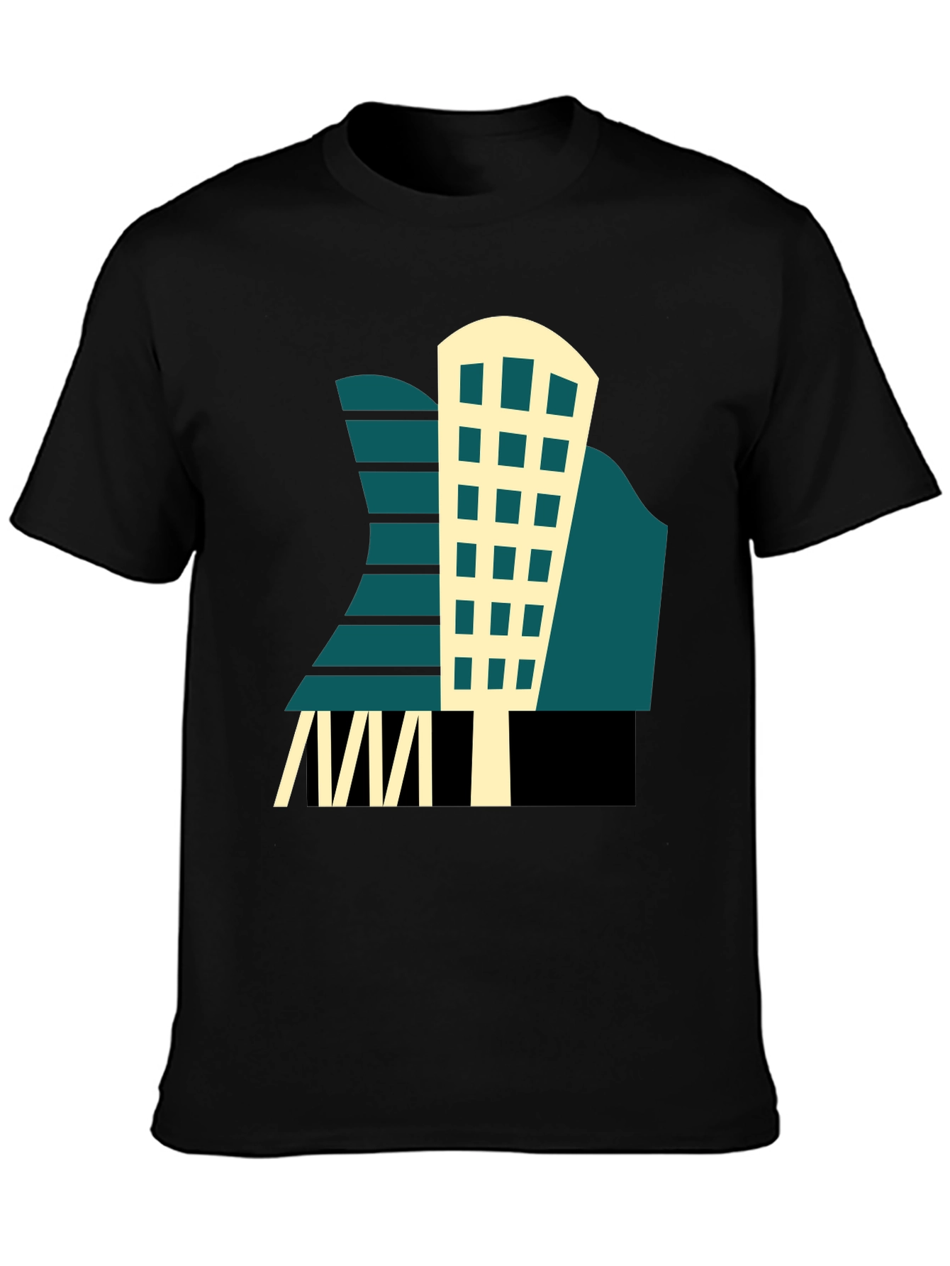 Geometric Building T-Shirt - Modern Graphic Tee