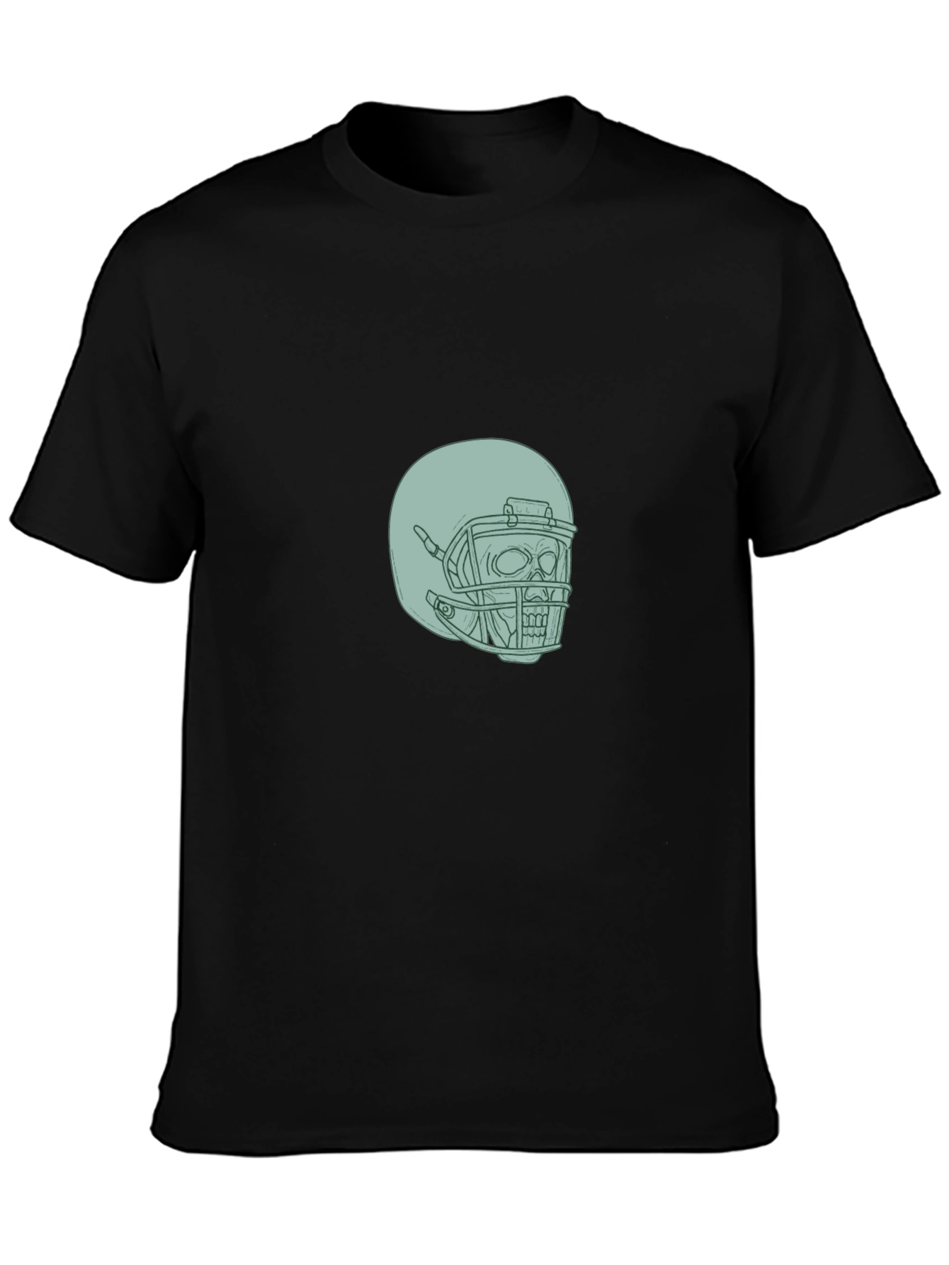 Skull Football Helmet Graphic Tee - Black