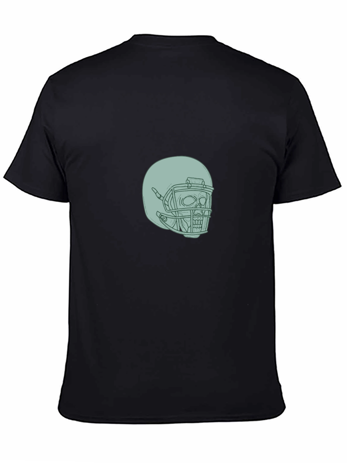 Skull Football Helmet Graphic Tee - Black