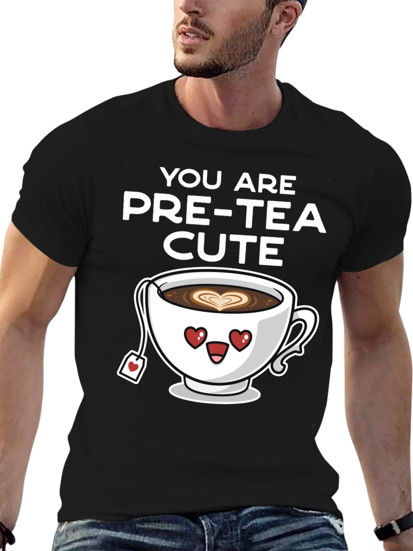 Pre-Tea Cute Graphic T-Shirt - Heart Eyes