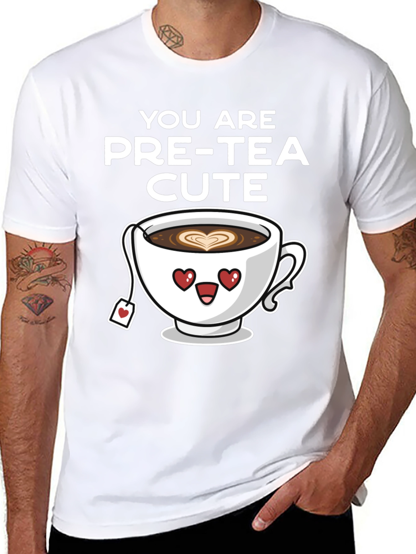 Pre-Tea Cute Graphic T-Shirt - Heart Eyes