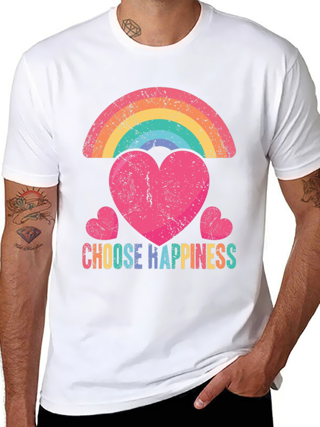 Choose Happiness Rainbow Heart T-Shirt