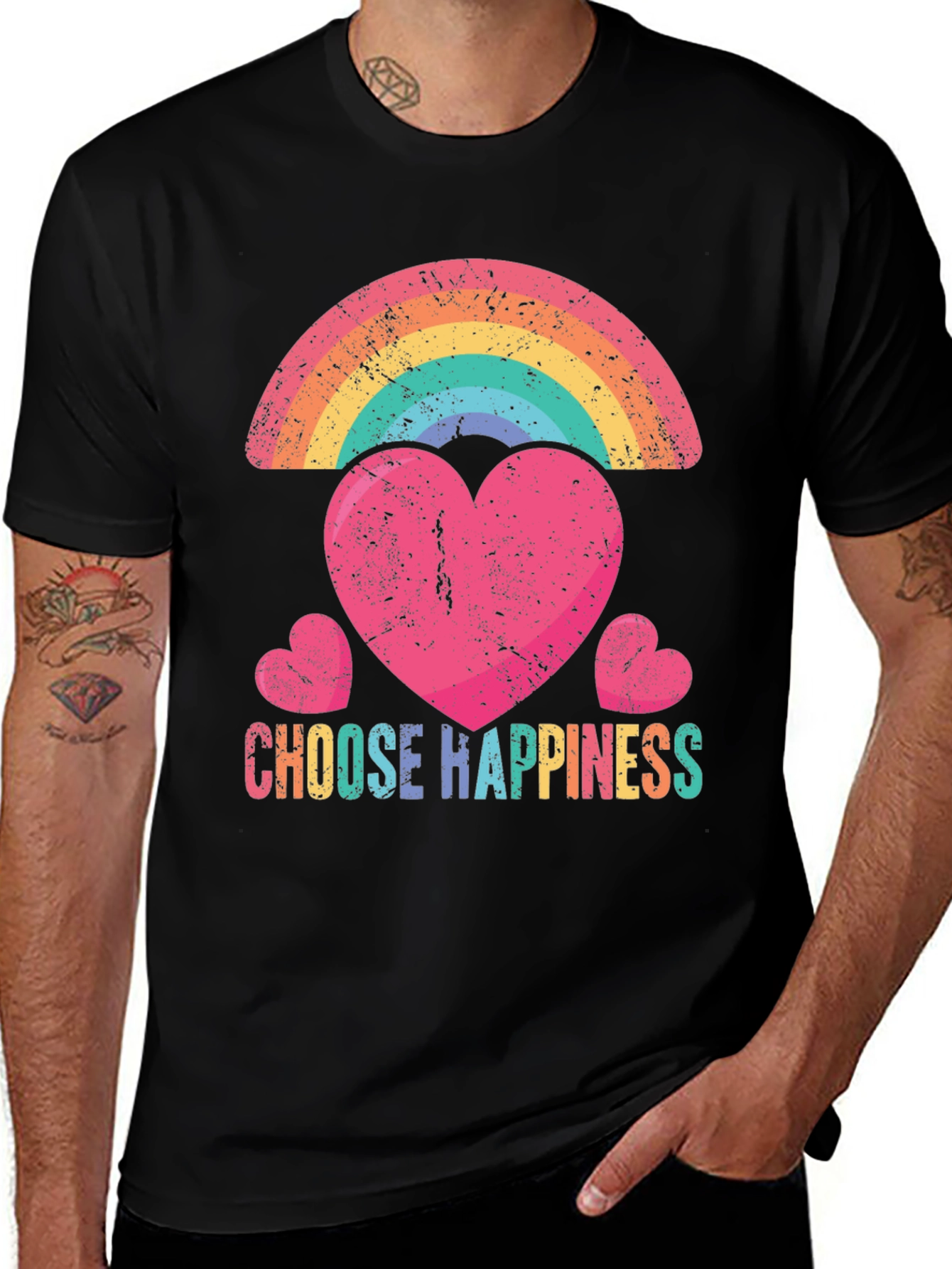 Choose Happiness Rainbow Heart T-Shirt