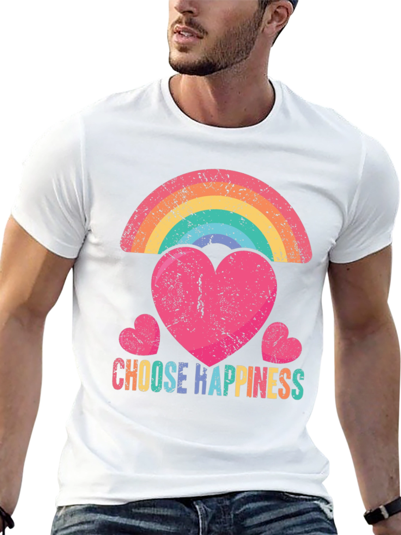 Choose Happiness Rainbow Heart T-Shirt