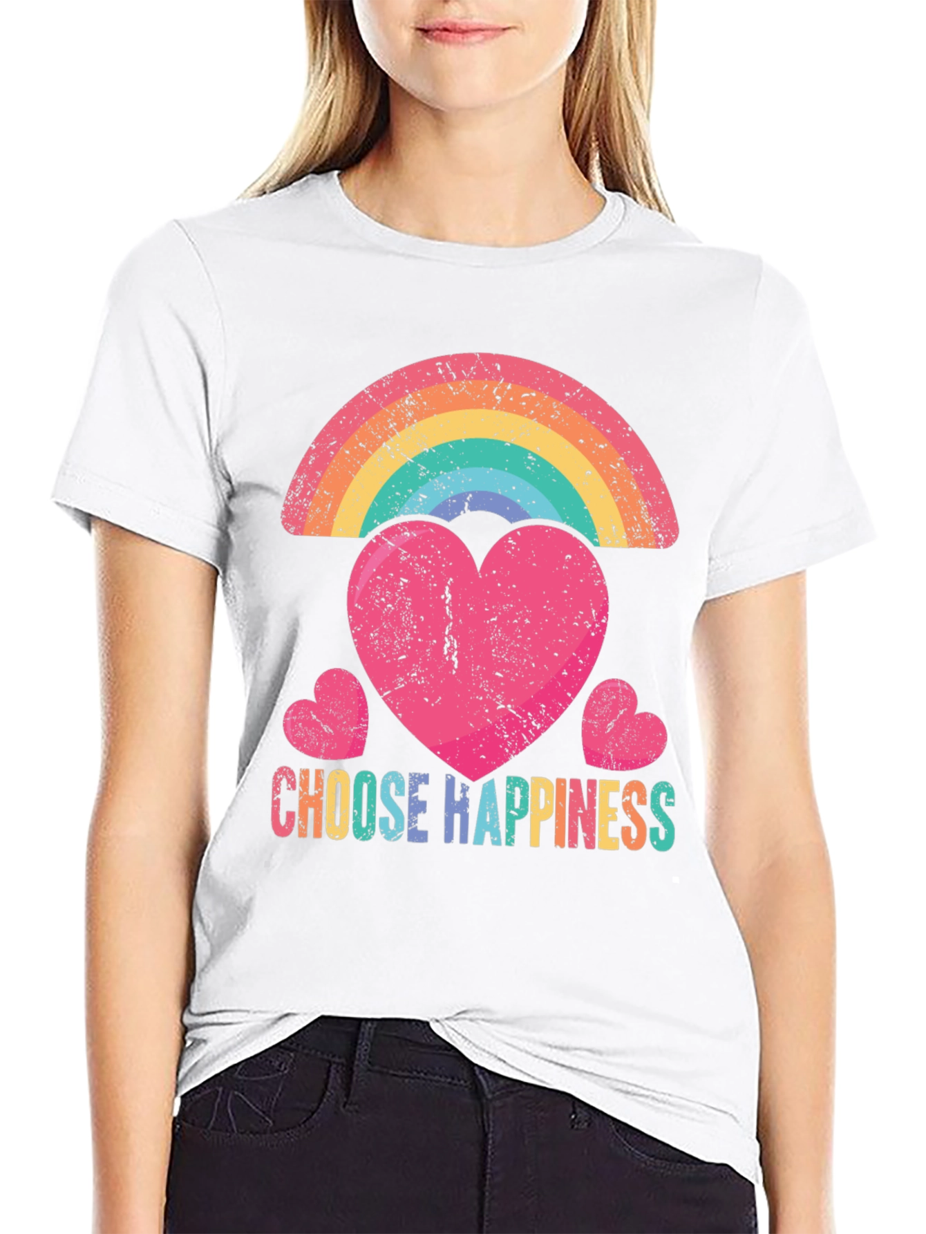 Choose Happiness Rainbow Heart T-Shirt