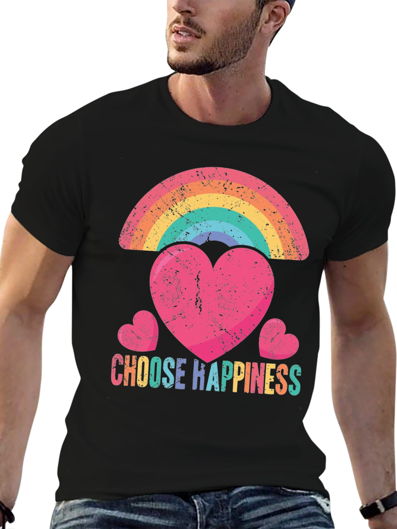 Choose Happiness Rainbow Heart T-Shirt