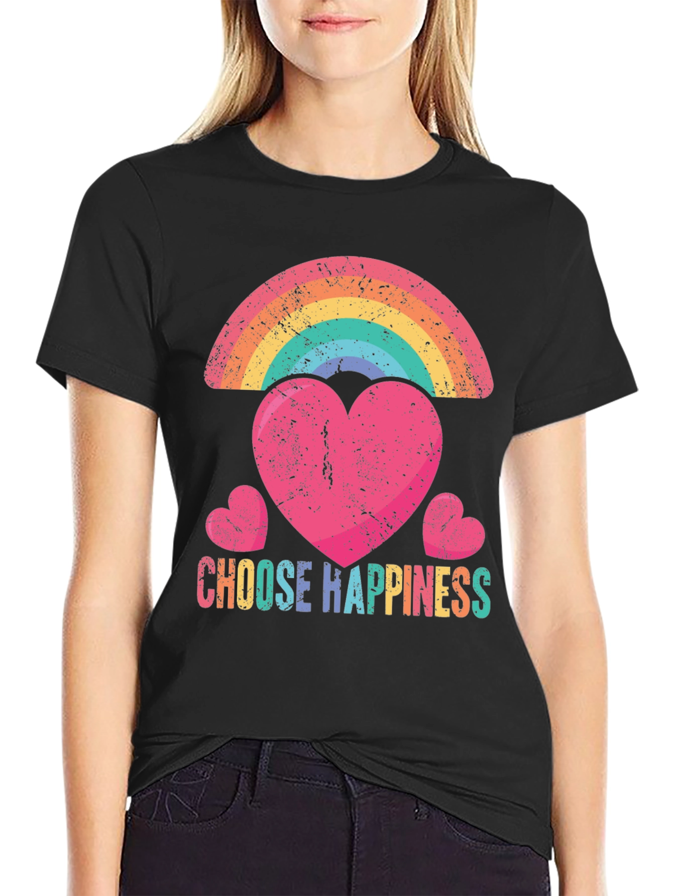 Choose Happiness Rainbow Heart T-Shirt