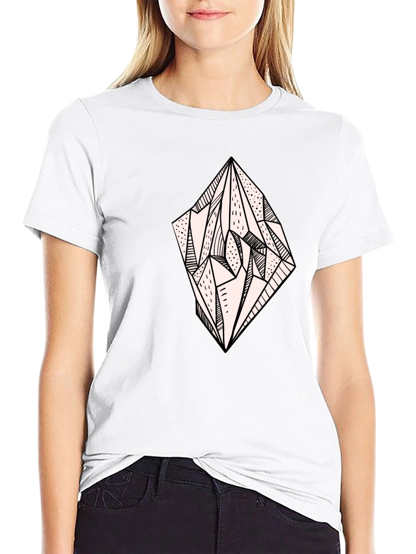 Geometric Diamond Graphic Tee - Mens Black T-Shirt