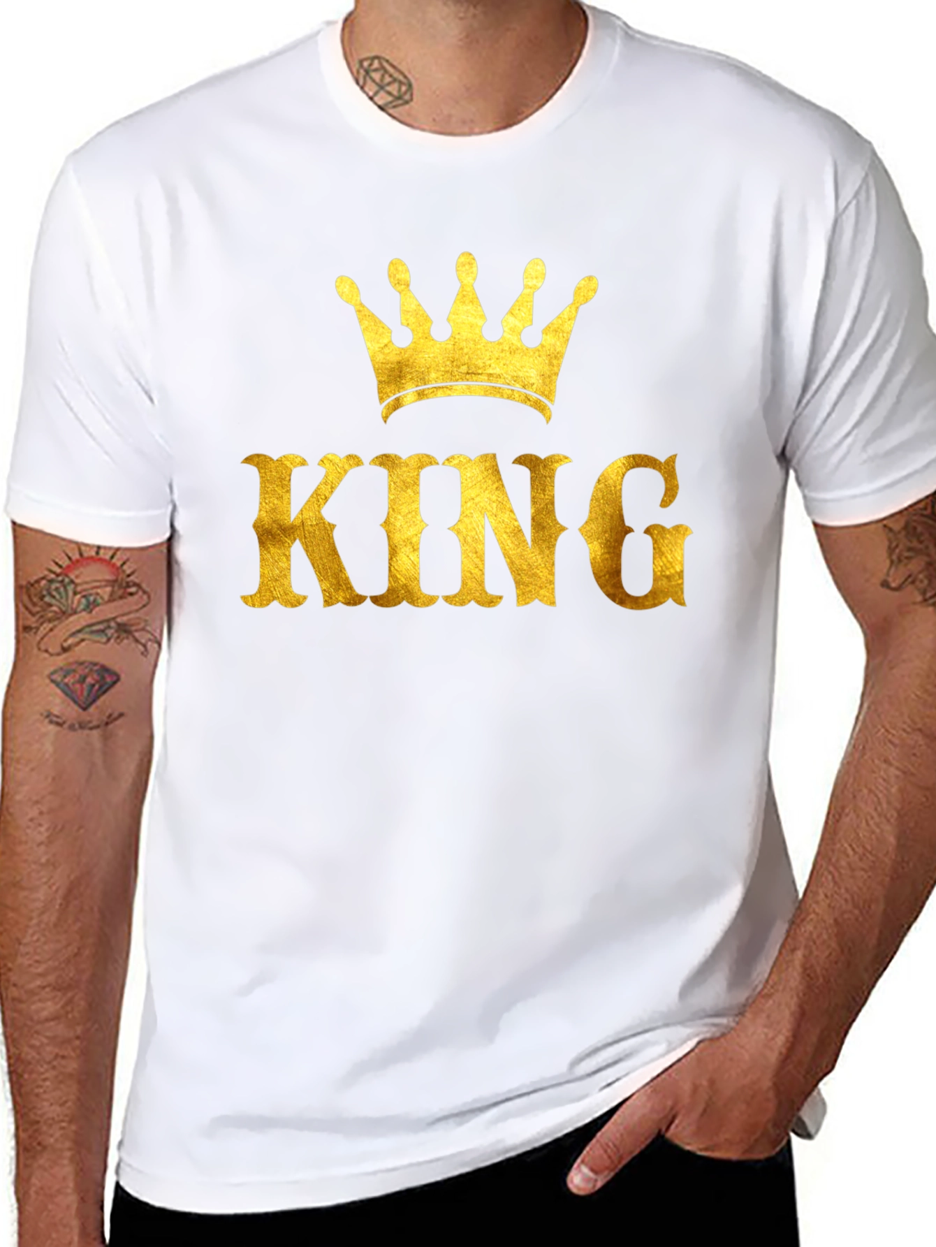 King Crown Gold Print Black T-Shirt