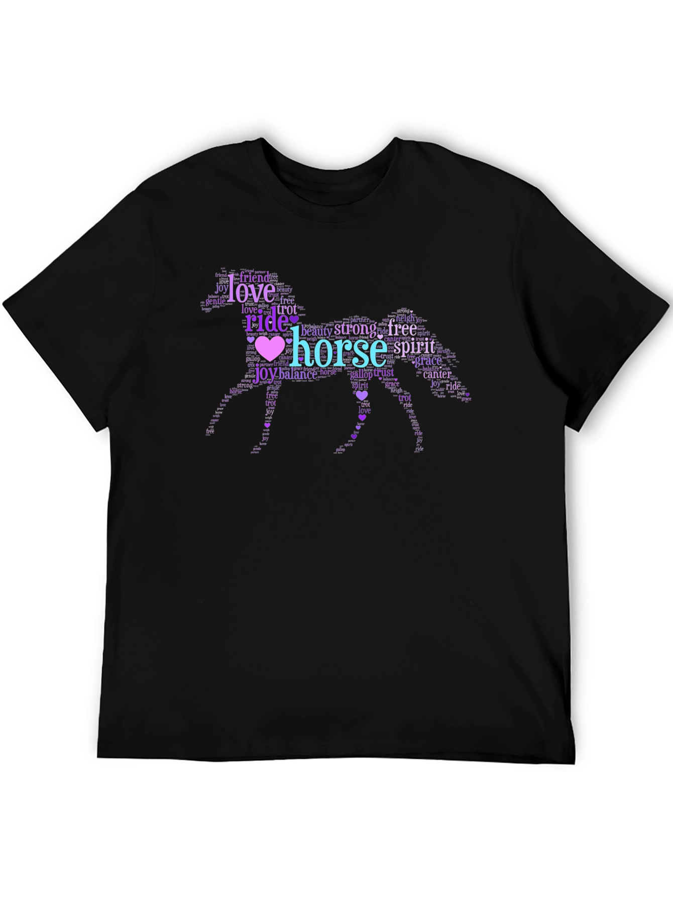 Horse Word Art Black Graphic Tee
