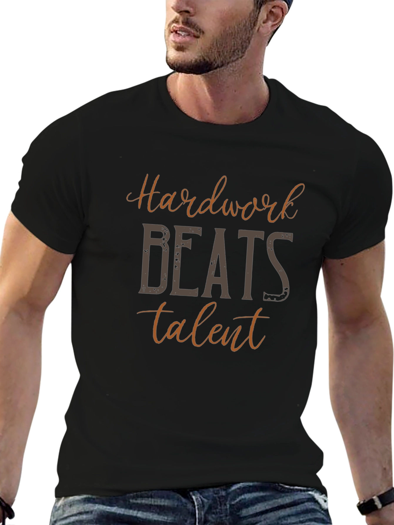 Hardwork Beats Talent Black Graphic Tee Shirt