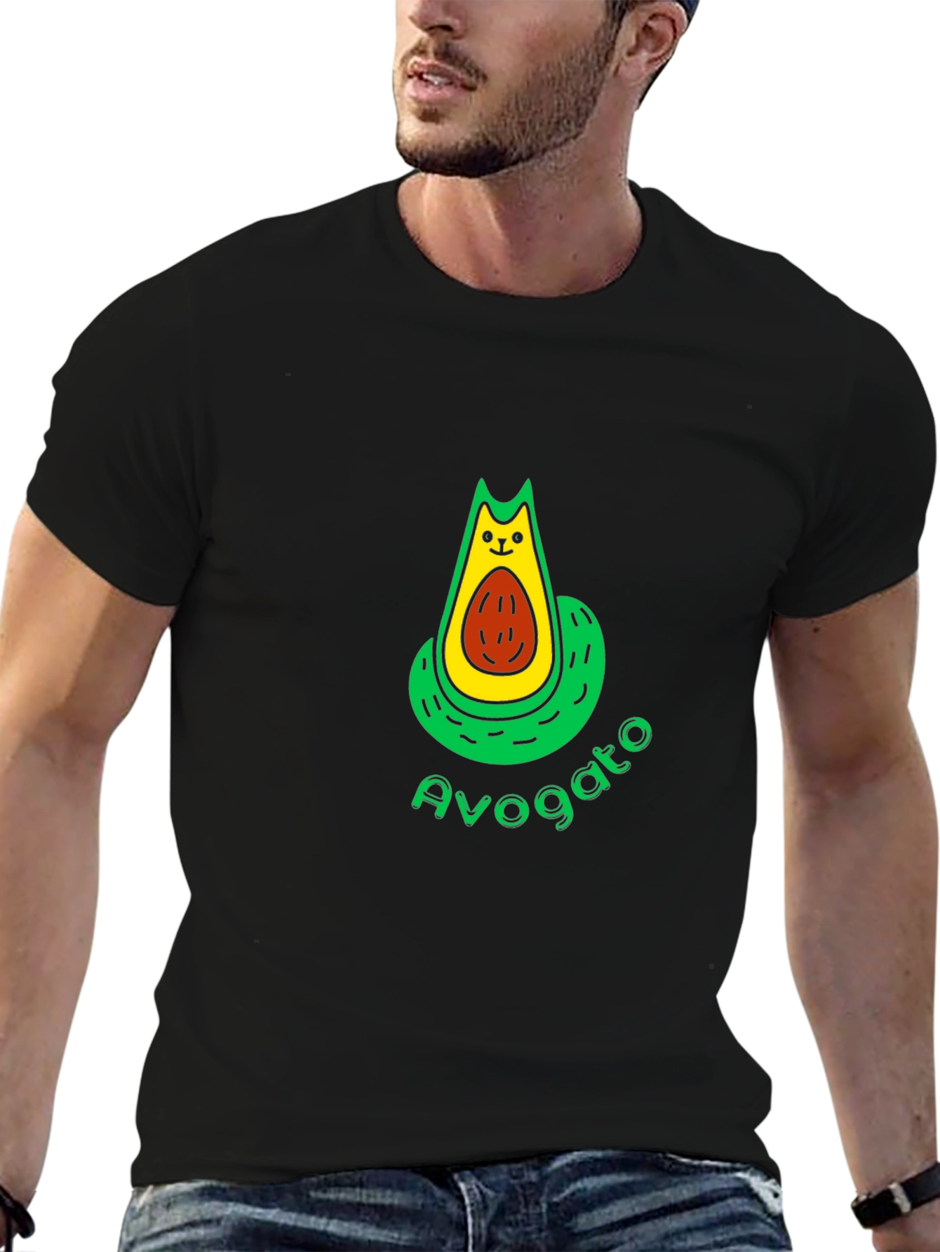 Avogato Graphic T-Shirt - Cute Cat Avocado Tee