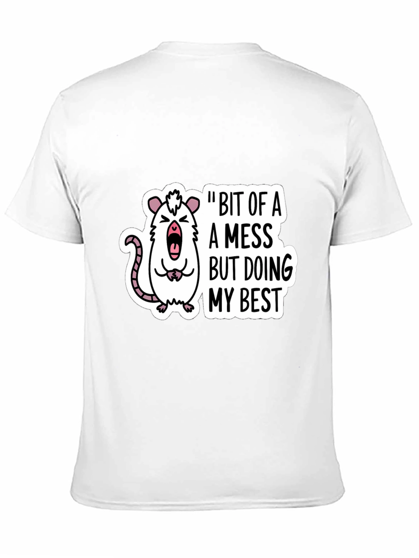 Funny Rat Bit of a Mess Black T-Shirt