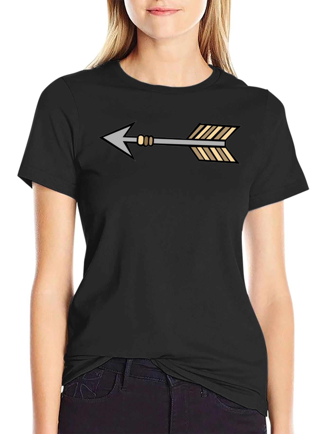 Arrow Graphic Tee - Stylish Black Cotton T-Shirt