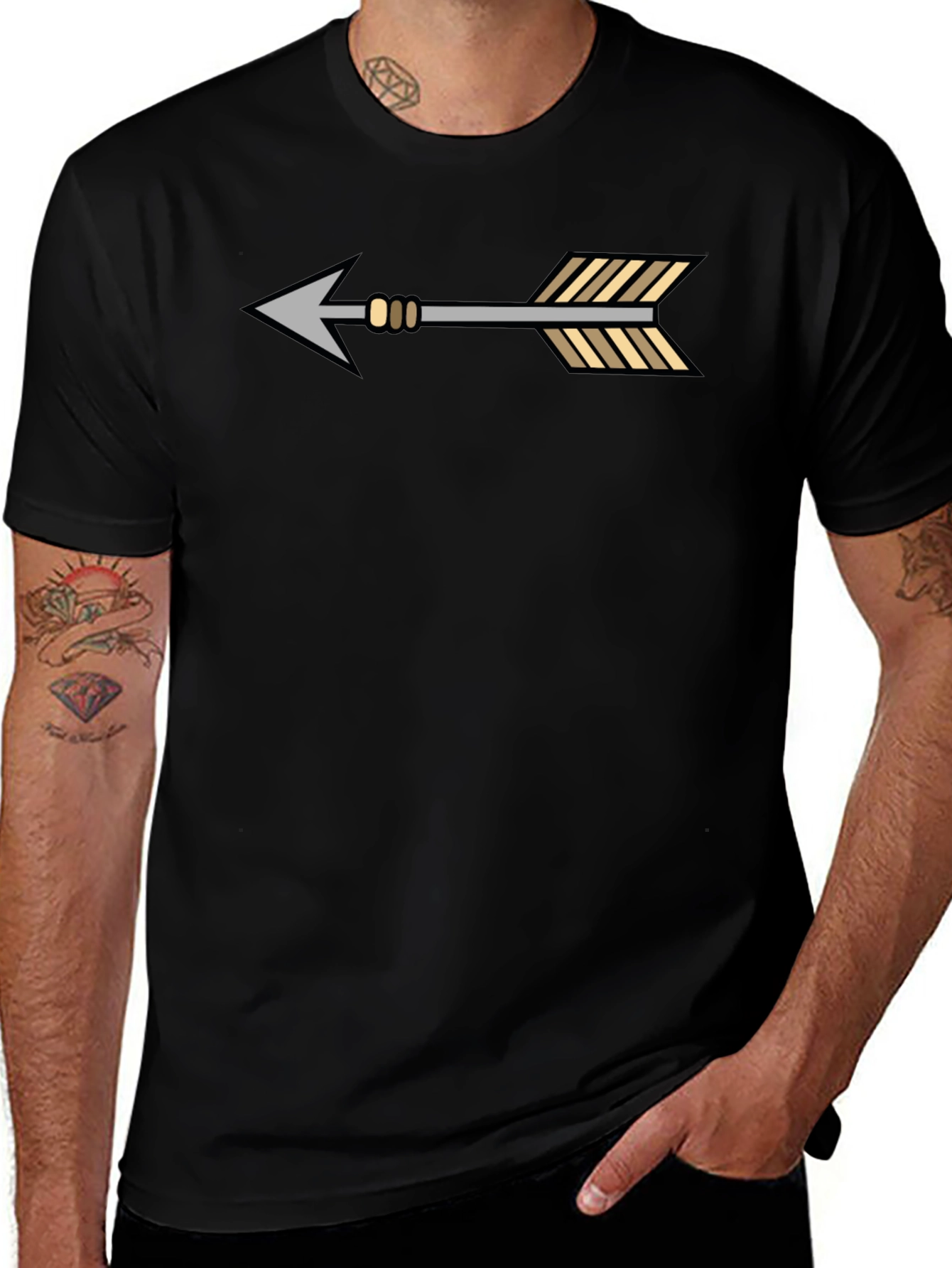Arrow Graphic Tee - Stylish Black Cotton T-Shirt