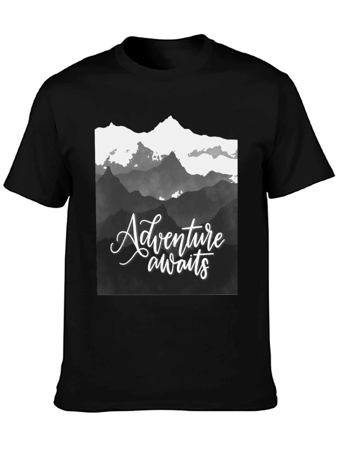 Adventure Awaits Mountain Graphic Tee - Black
