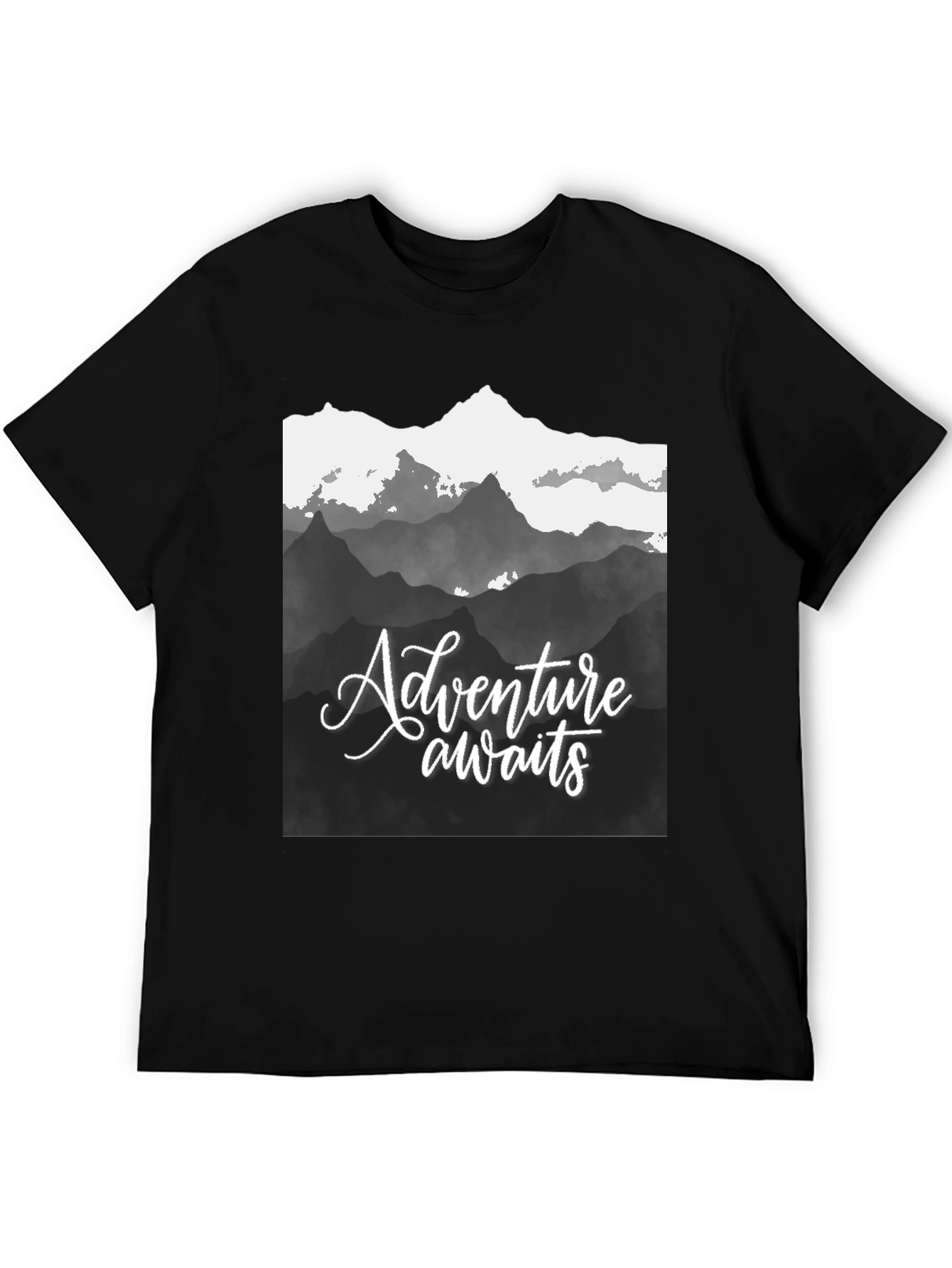 Adventure Awaits Mountain Graphic Tee - Black