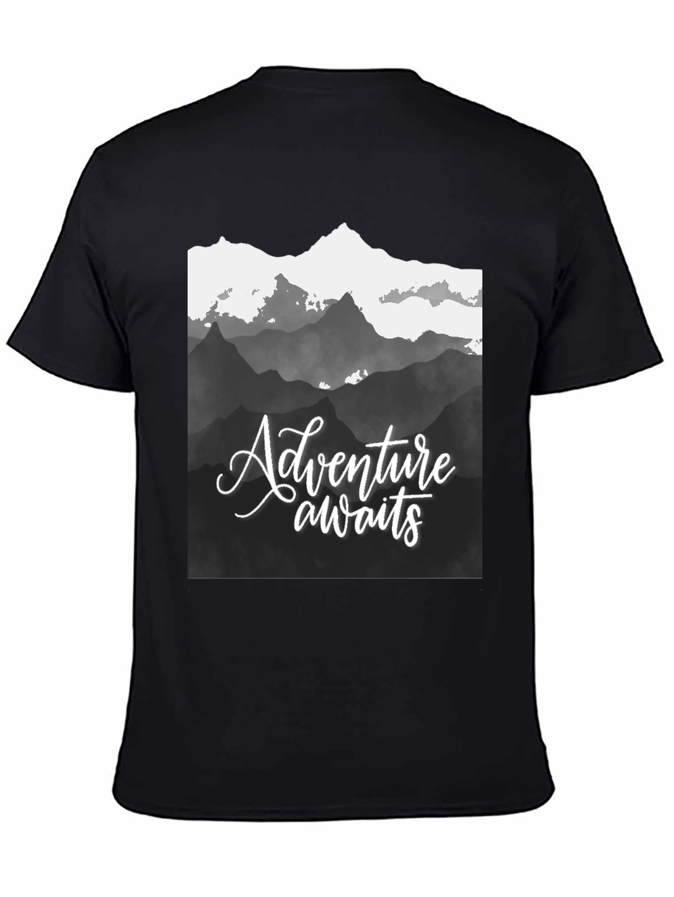 Adventure Awaits Mountain Graphic Tee - Black