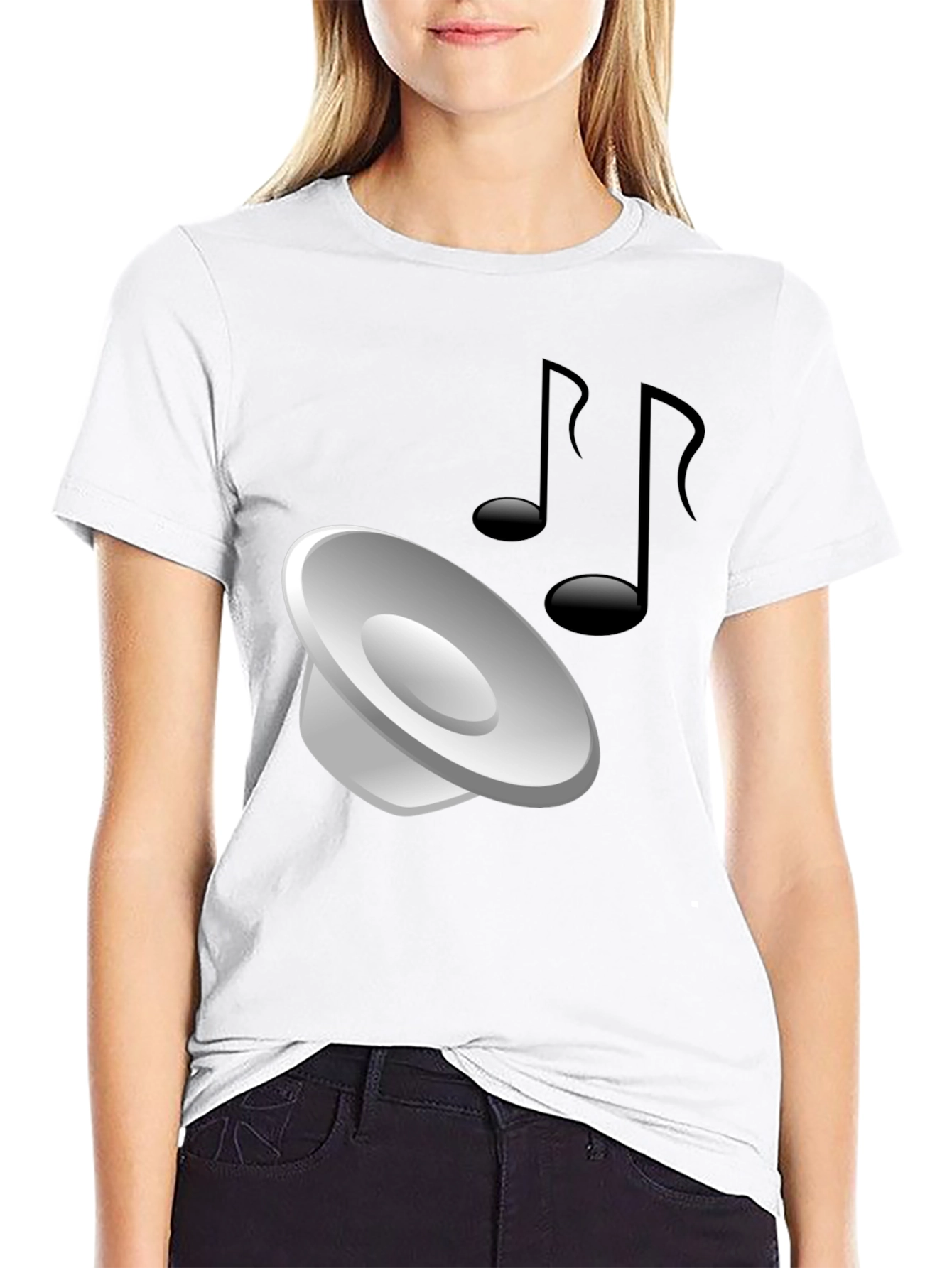 Mens Black T-shirt with Music Graphic