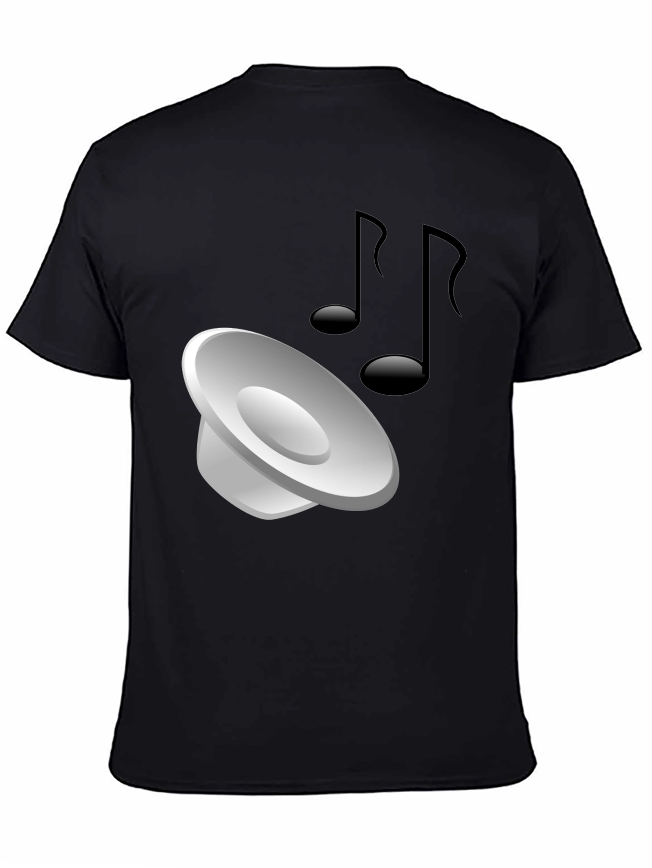 Mens Black T-shirt with Music Graphic
