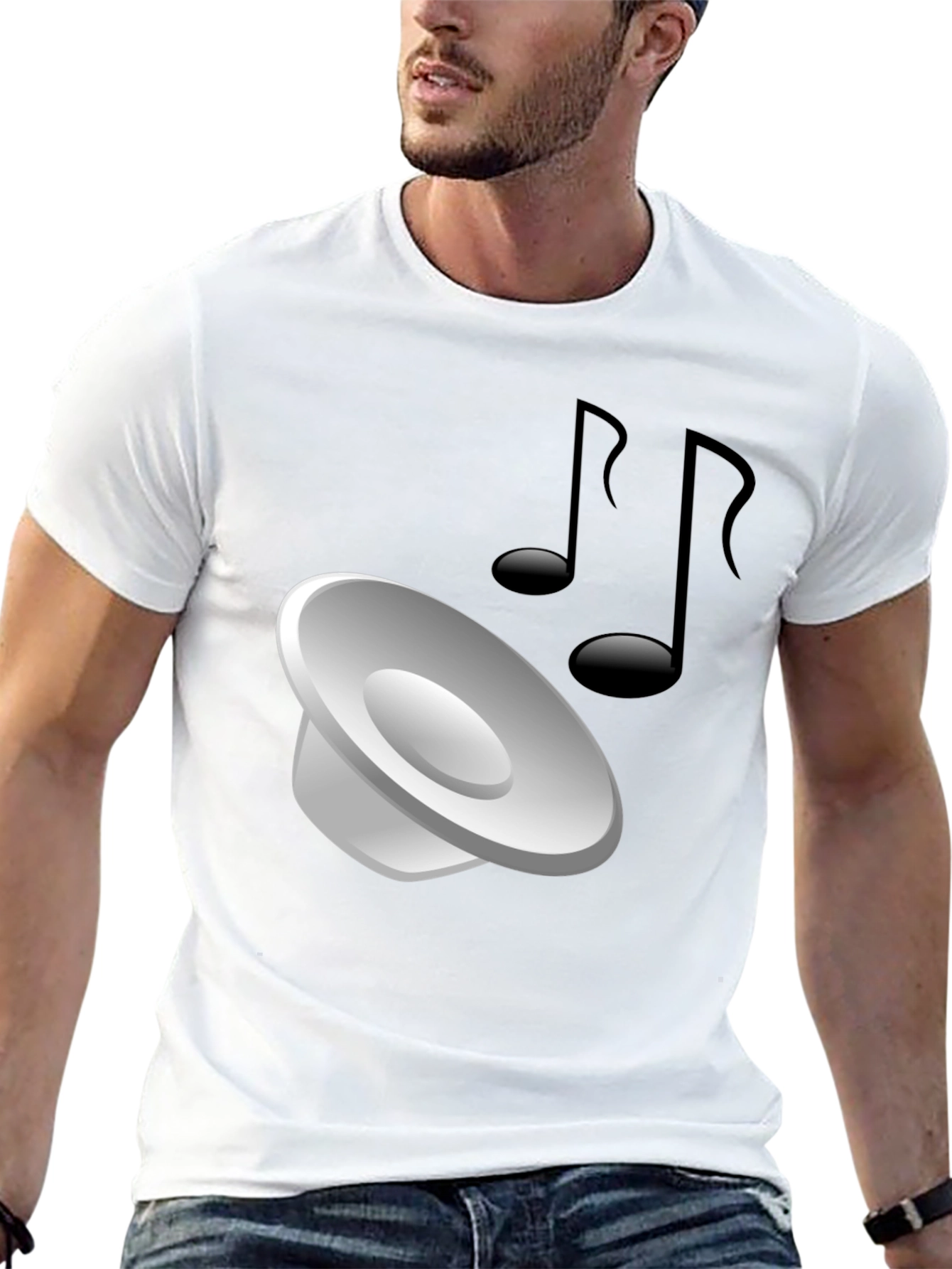 Mens Black T-shirt with Music Graphic