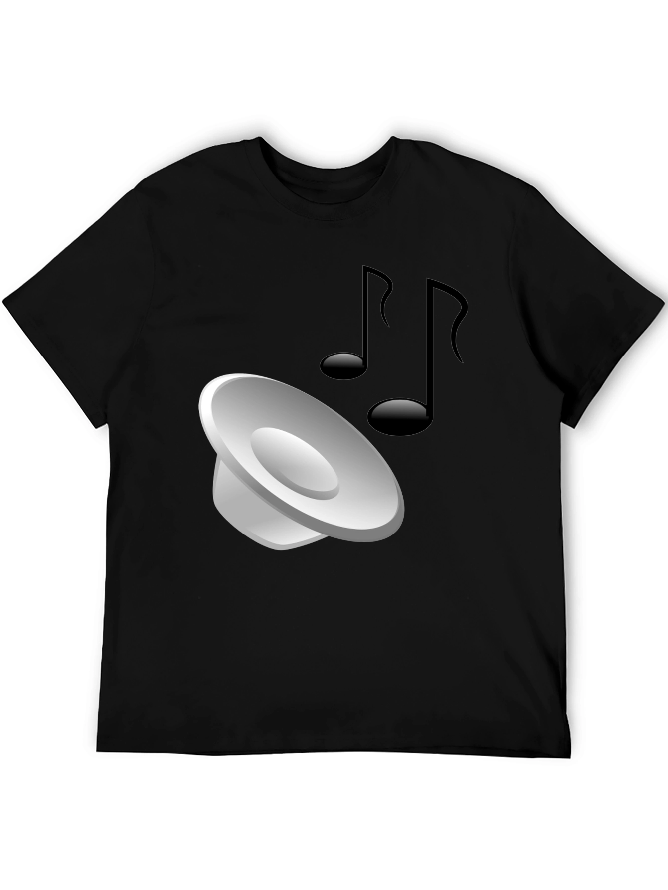 Mens Black T-shirt with Music Graphic