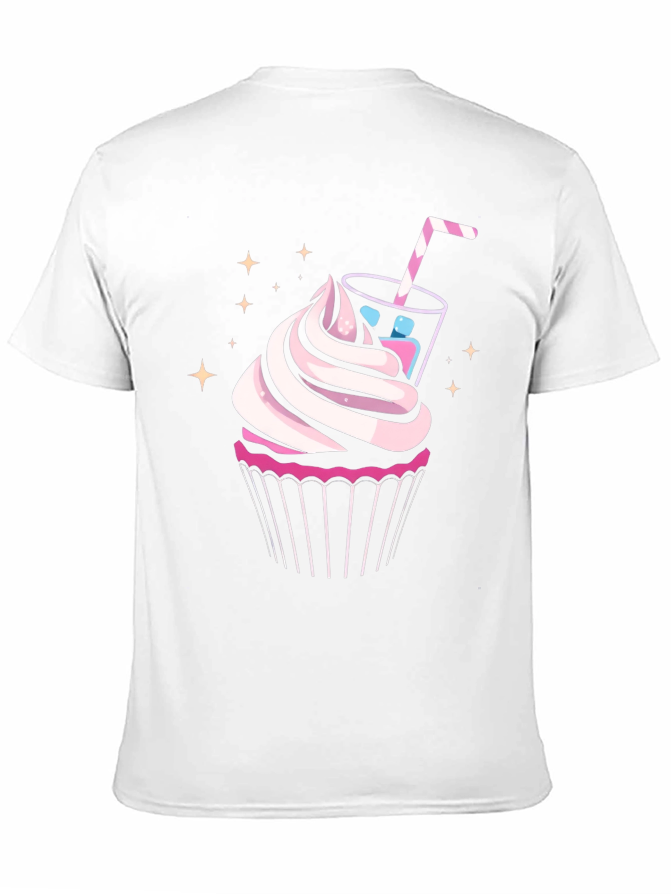 Cupcake & Drink Graphic Tee - Black Cotton Shirt