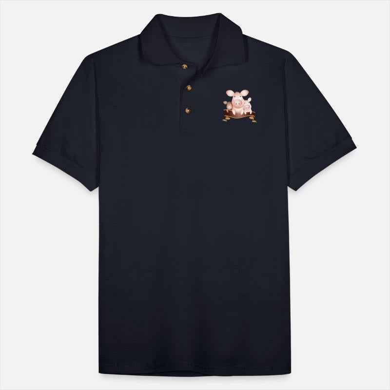 three adorable cute pigs with banner