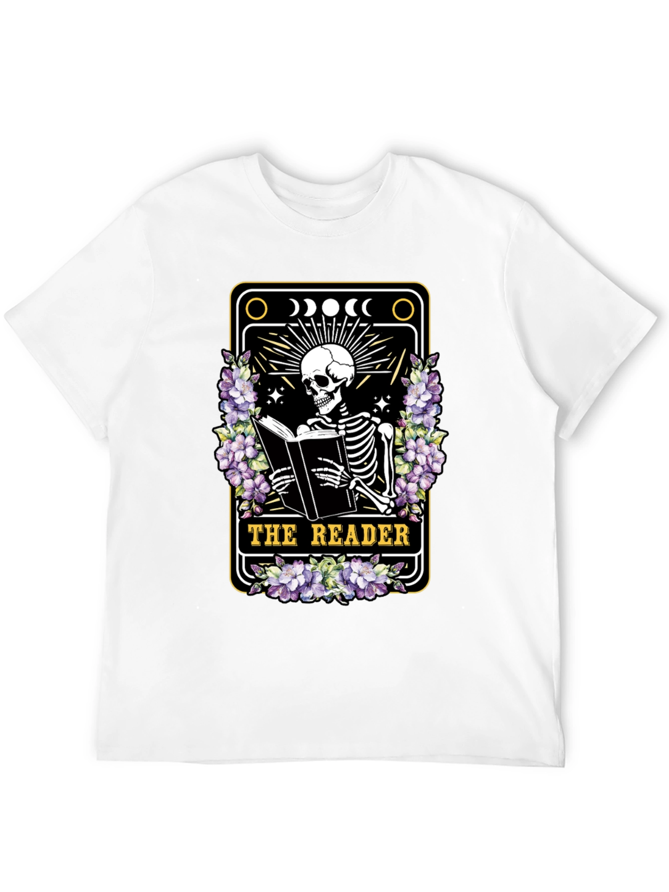 The Reader Skeleton Tarot Card T-Shirt