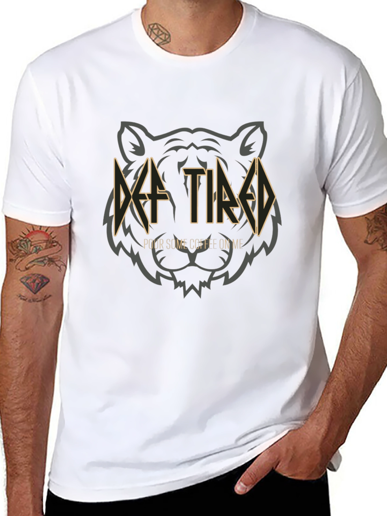 Def Tired Mens Black Graphic T-Shirt