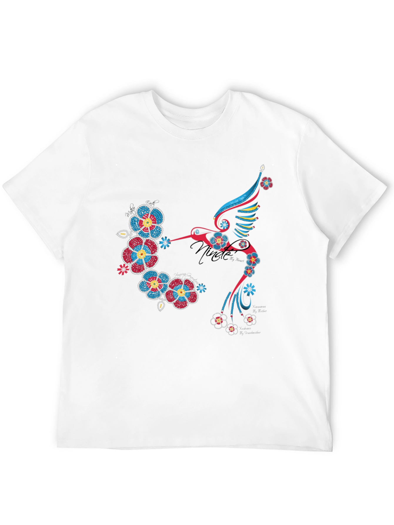 Hummingbird Floral Graphic Print Black T-Shirt