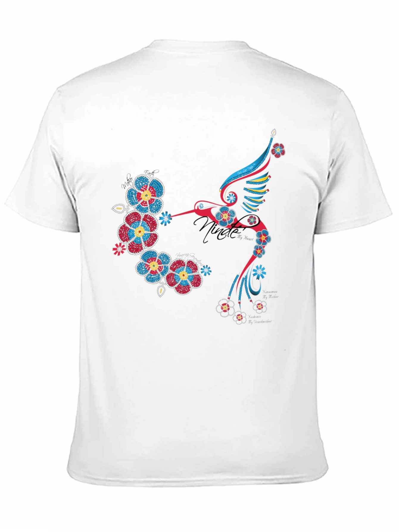 Hummingbird Floral Graphic Print Black T-Shirt