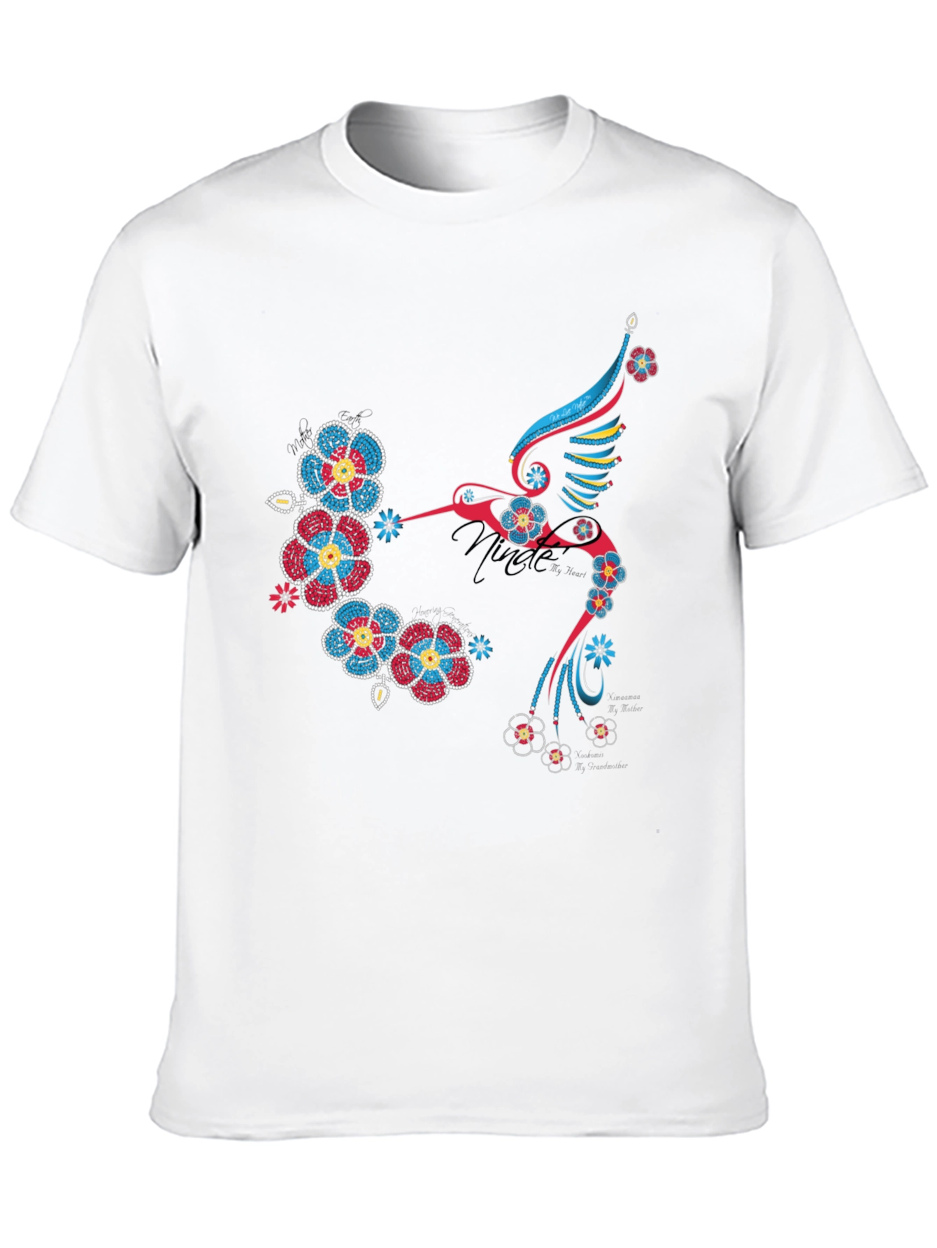 Hummingbird Floral Graphic Print Black T-Shirt