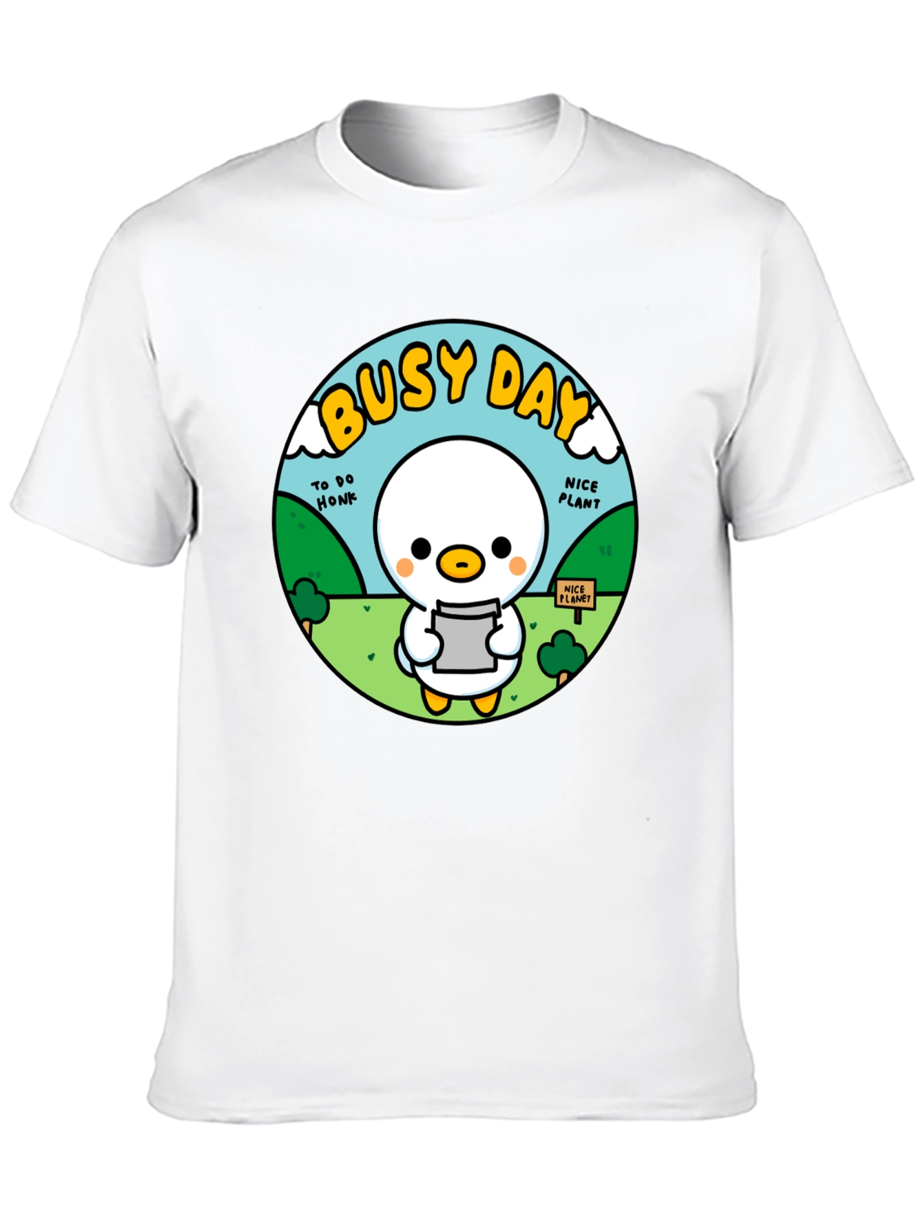 Busy Day Duck Graphic Tee - Soft Black Cotton