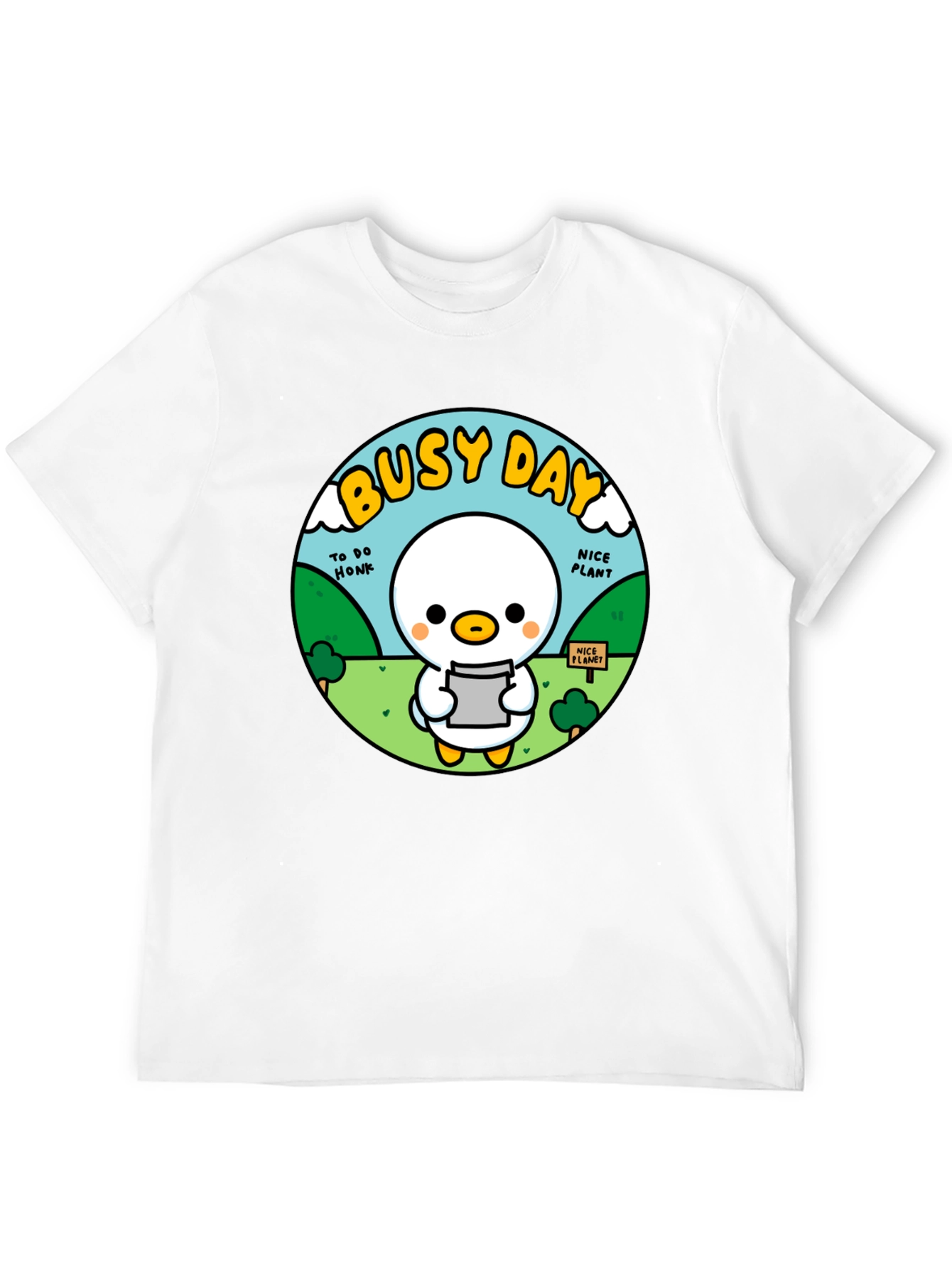Busy Day Duck Graphic Tee - Soft Black Cotton