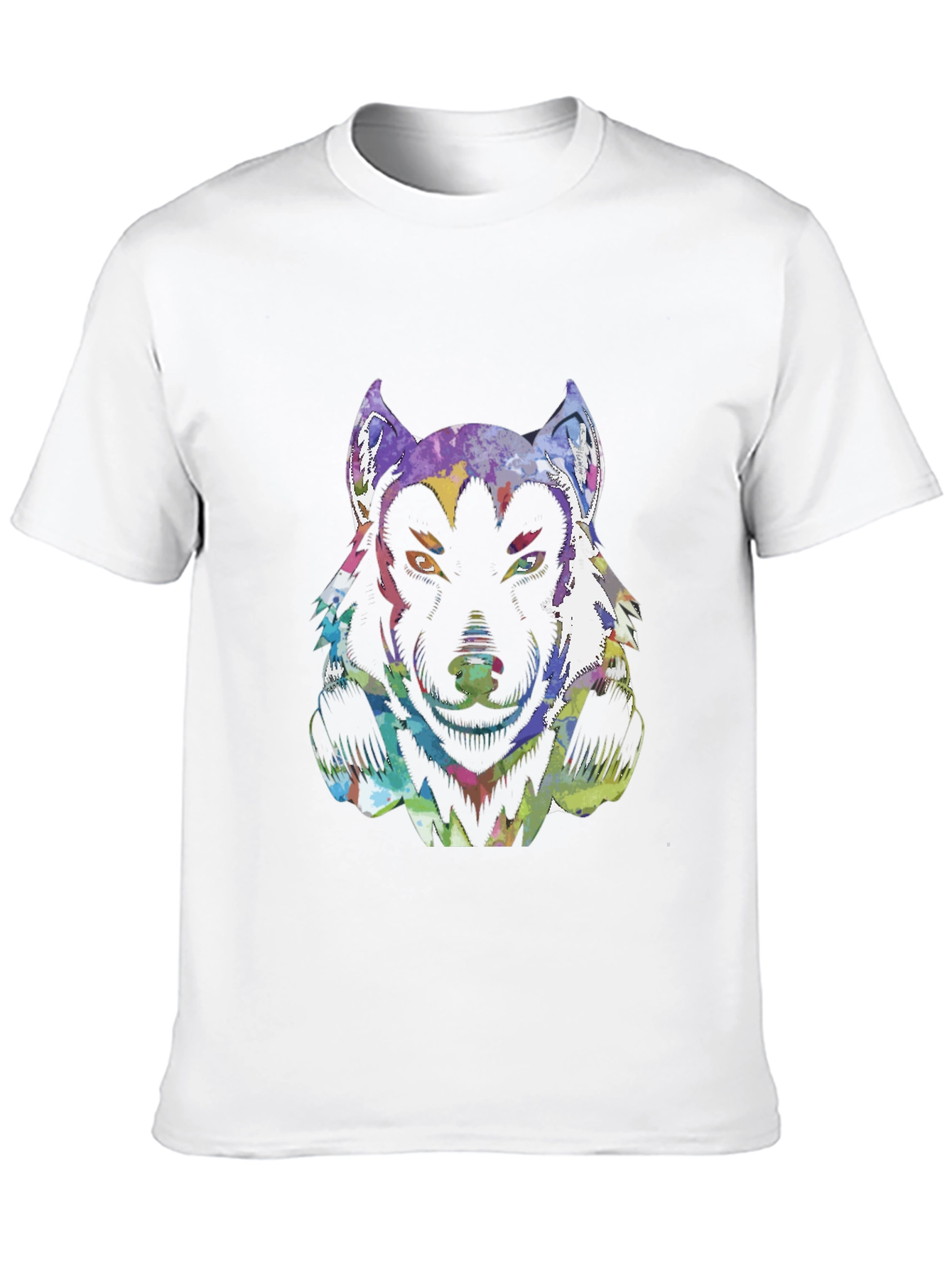 Psychedelic Wolf Graphic T-Shirt - Black