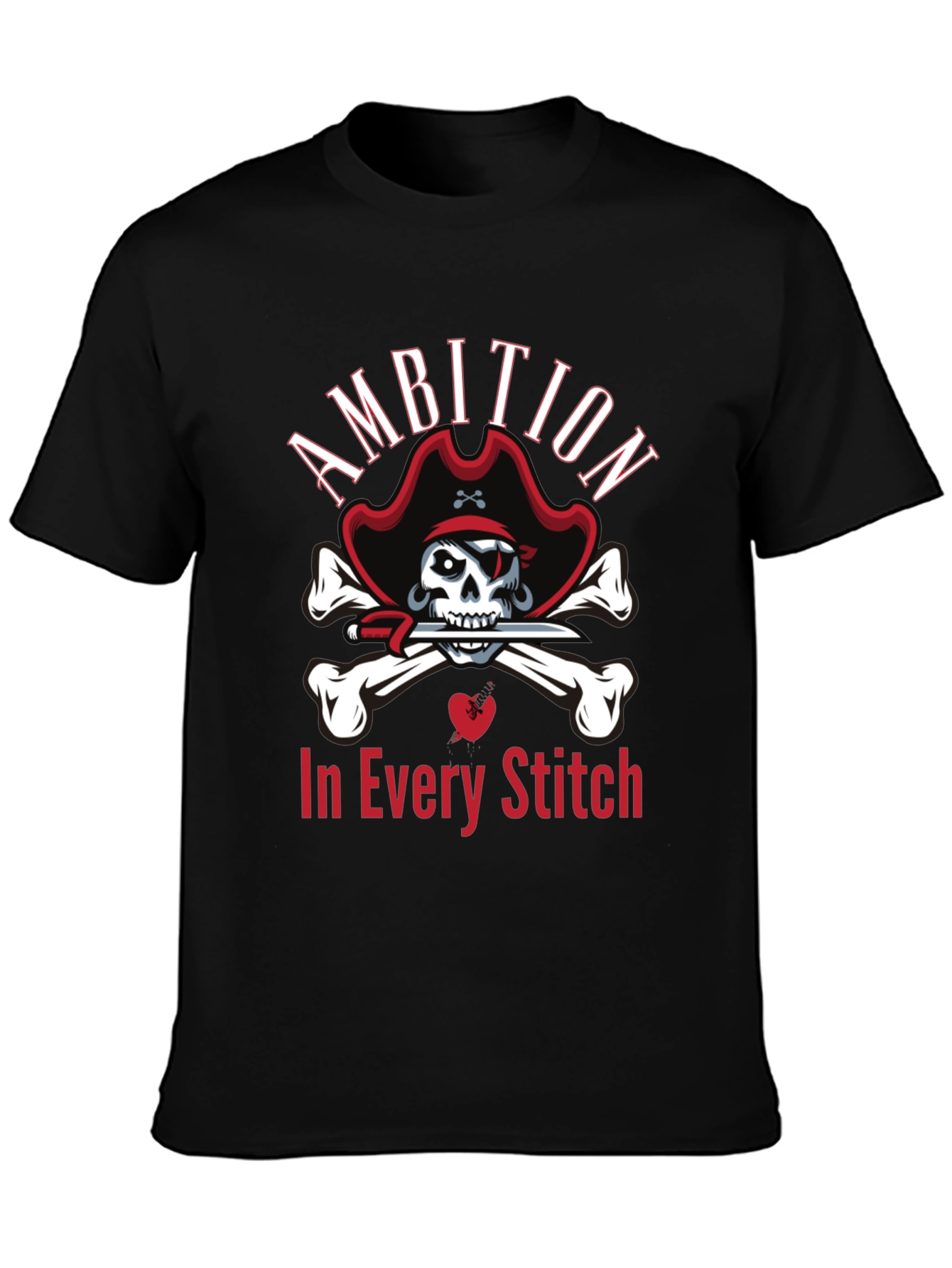 Ambition in Every Stitch Pirate Skull T-Shirt