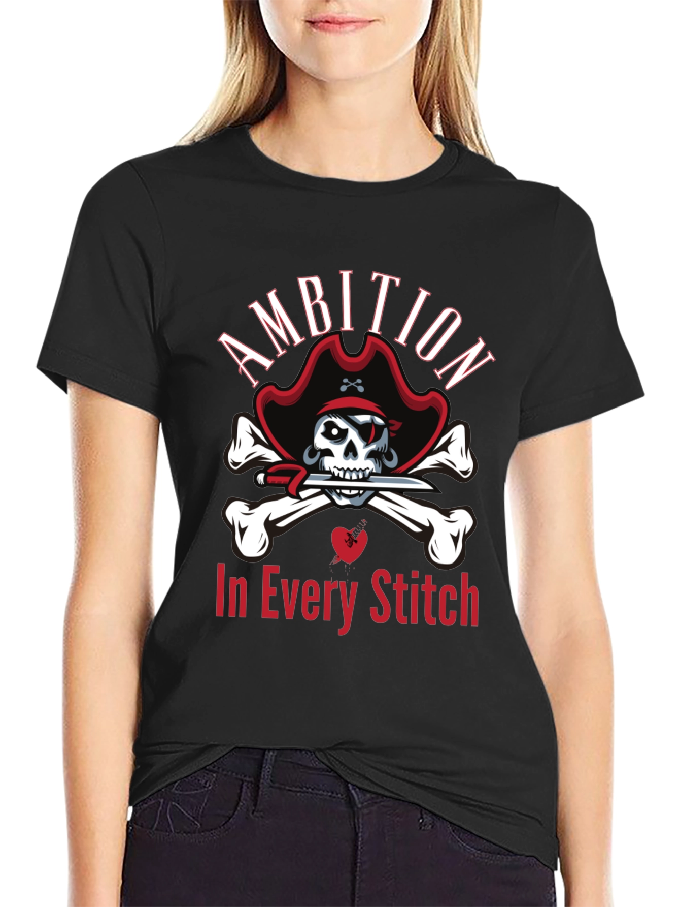Ambition in Every Stitch Pirate Skull T-Shirt