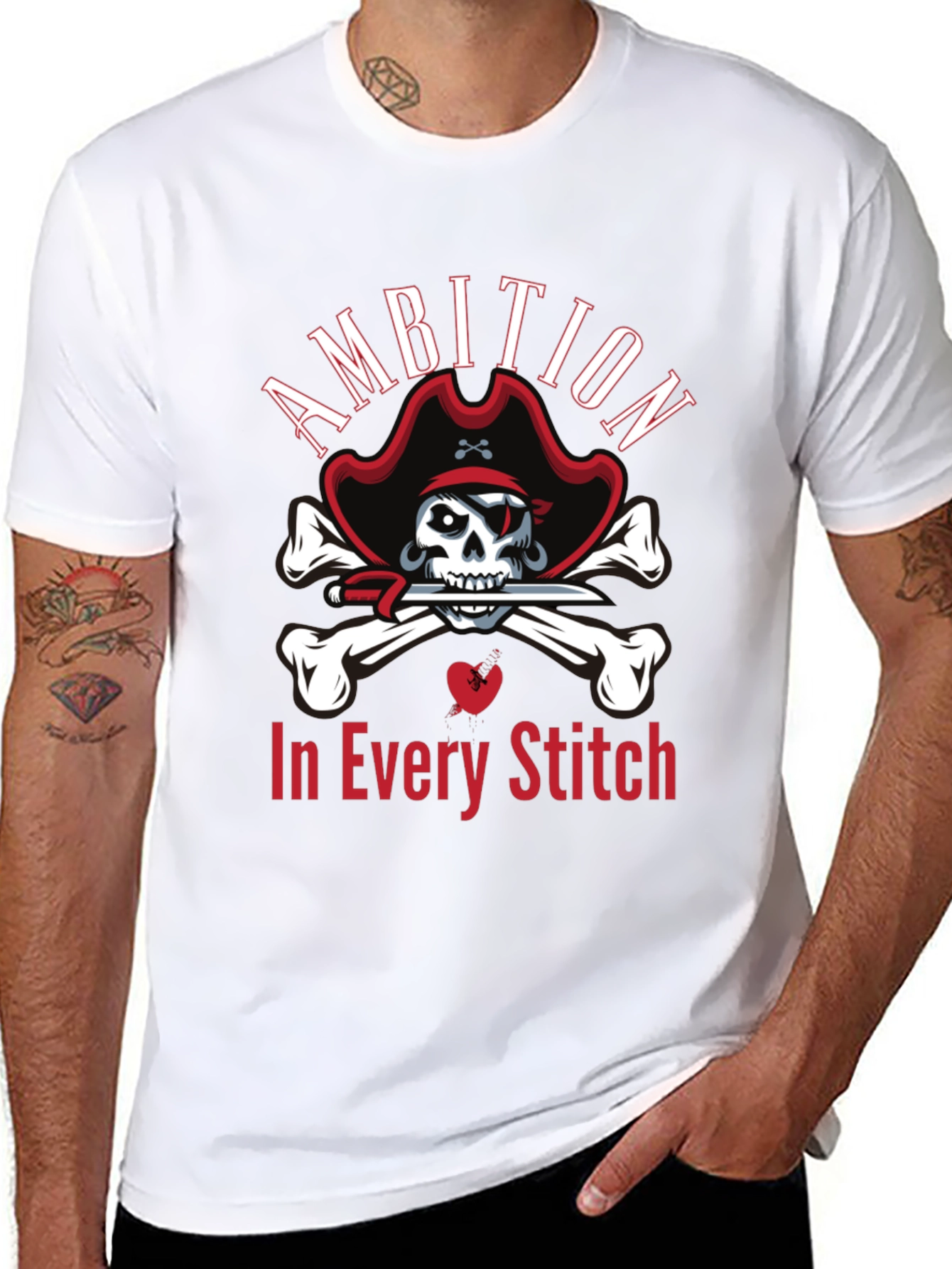 Ambition in Every Stitch Pirate Skull T-Shirt