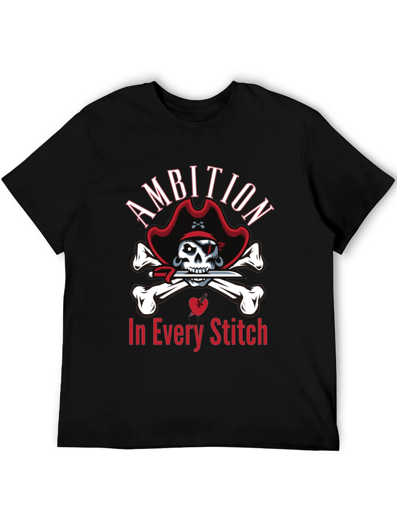 Ambition in Every Stitch Pirate Skull T-Shirt