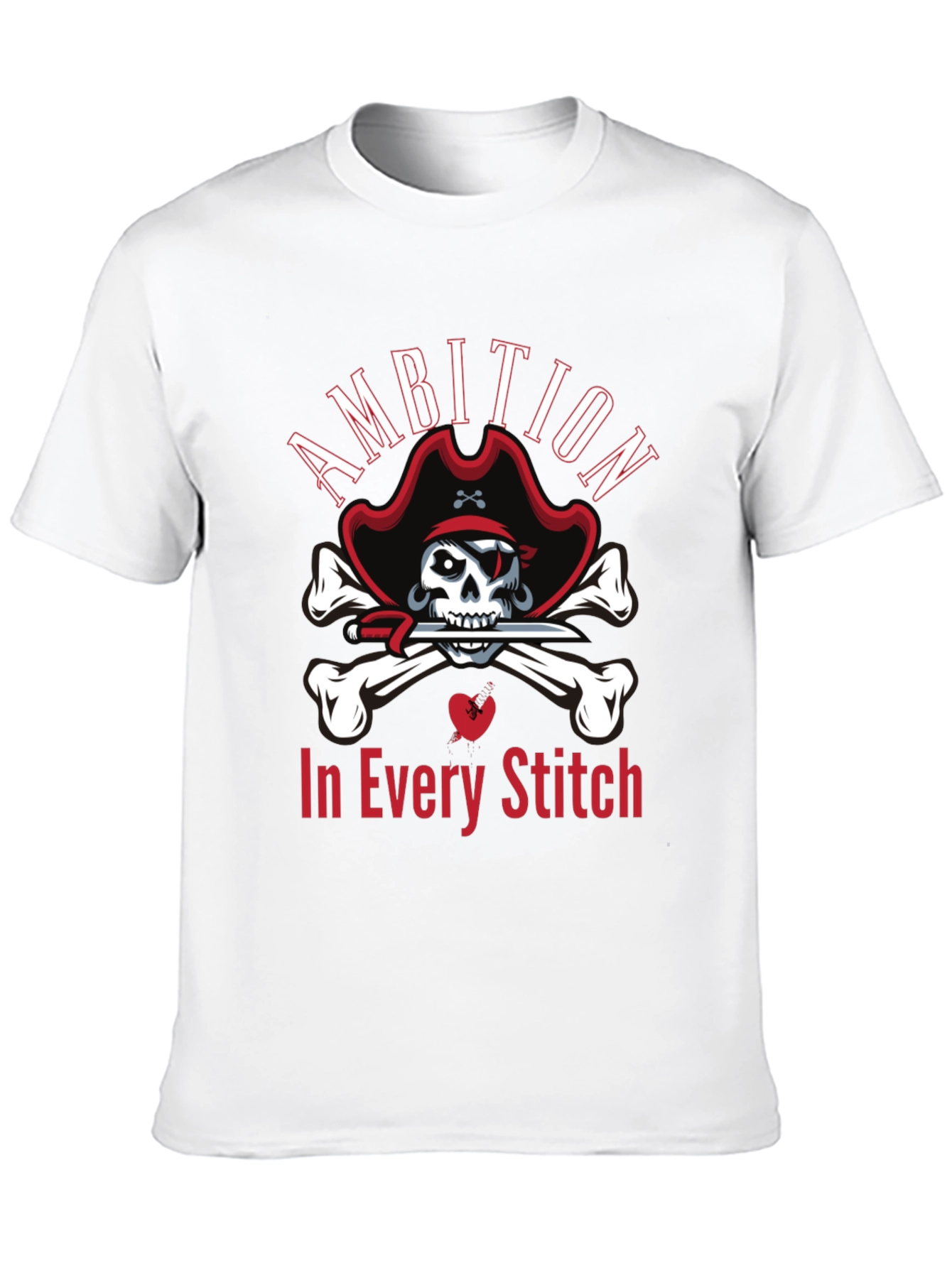 Ambition in Every Stitch Pirate Skull T-Shirt